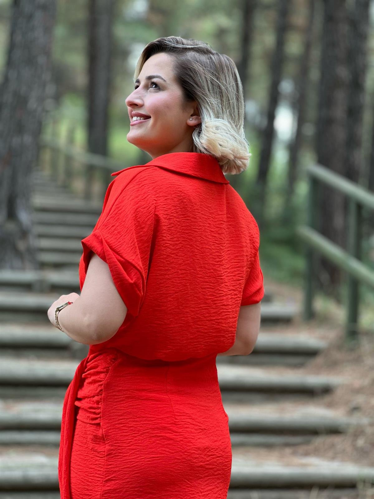 Zr Model Nar Çiçeği Keten Elbise 