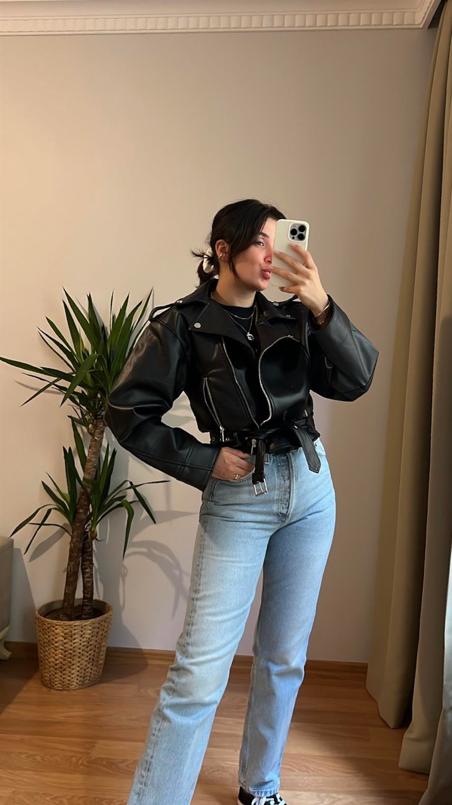 90s SUNİ DERİ CEKET