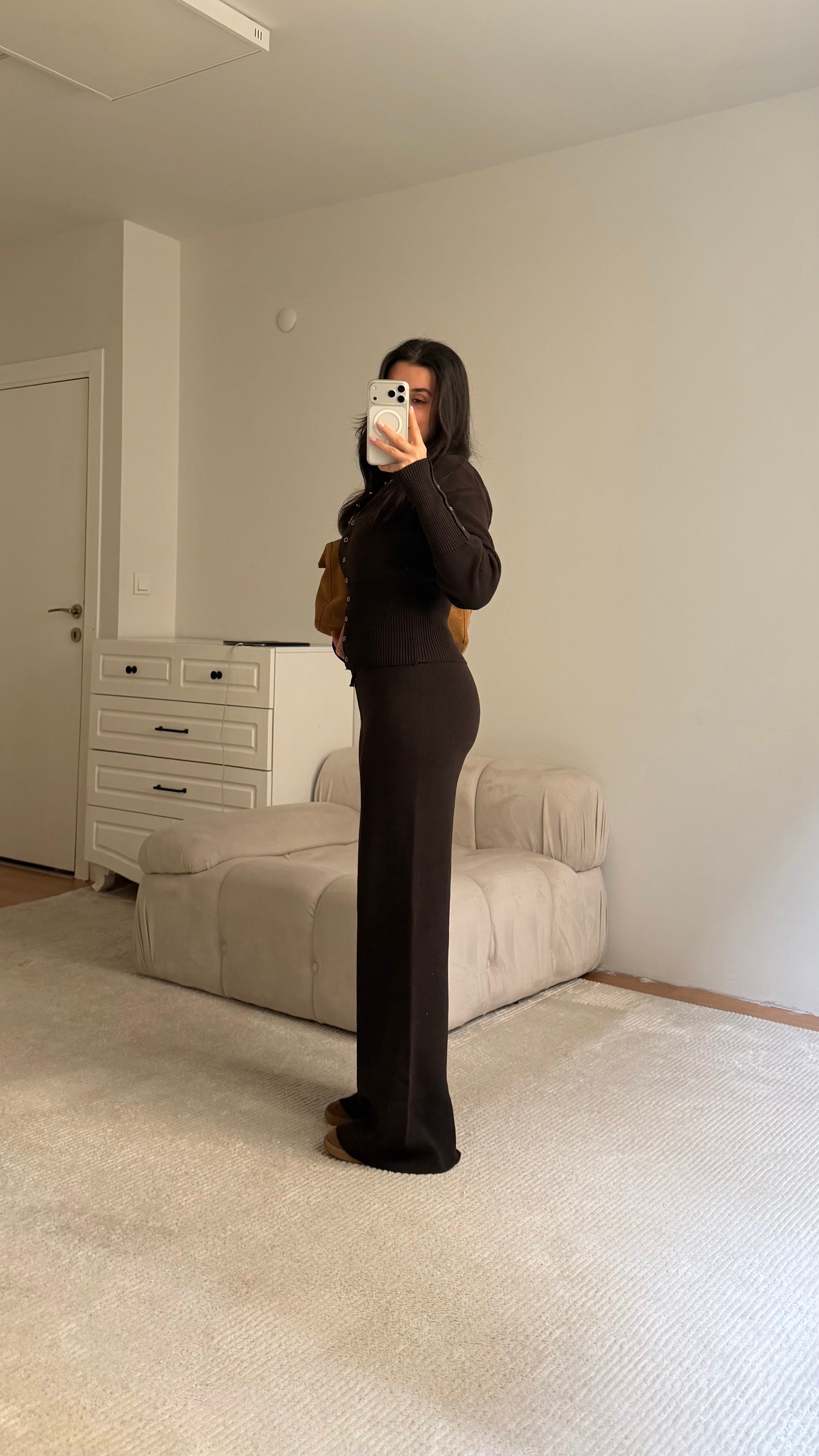 Acı Kahve Bisiklet Yaka Çıtçıtlı 2'li Triko Takım