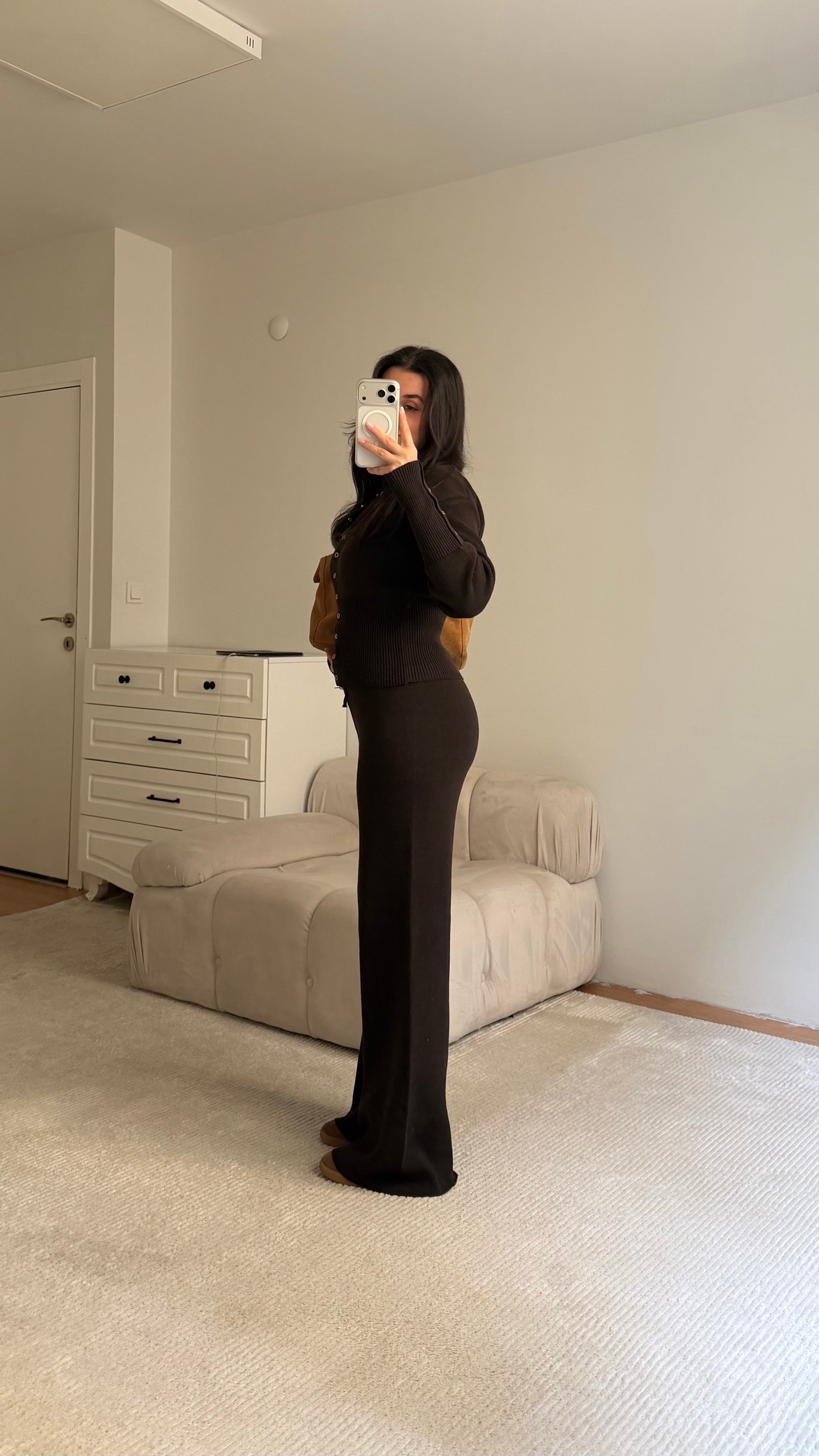 Acı Kahve Bisiklet Yaka Çıtçıtlı 2'li Triko Takım