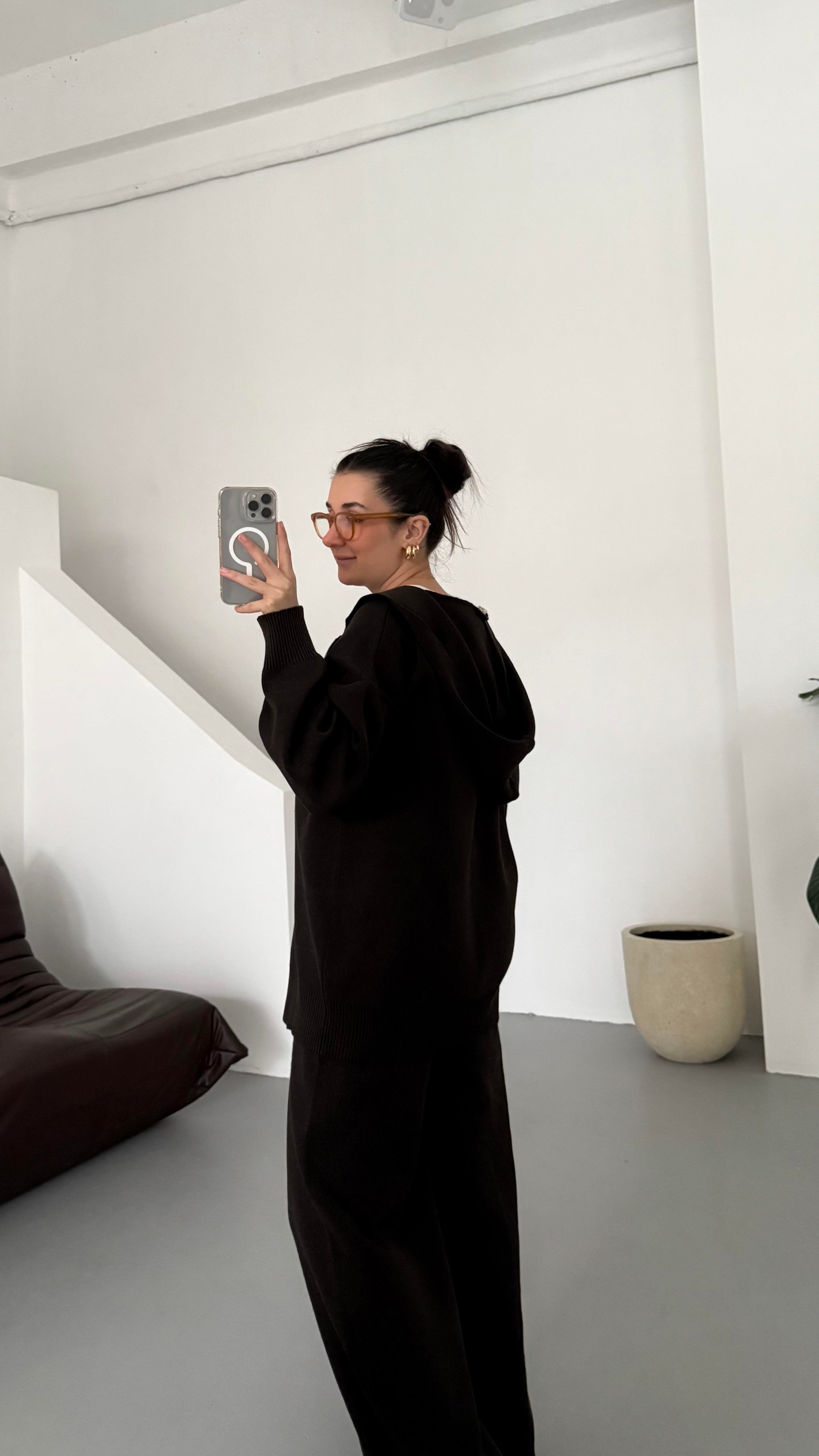 Acı Kahve Çift Fermuar Çelik Örme Takım