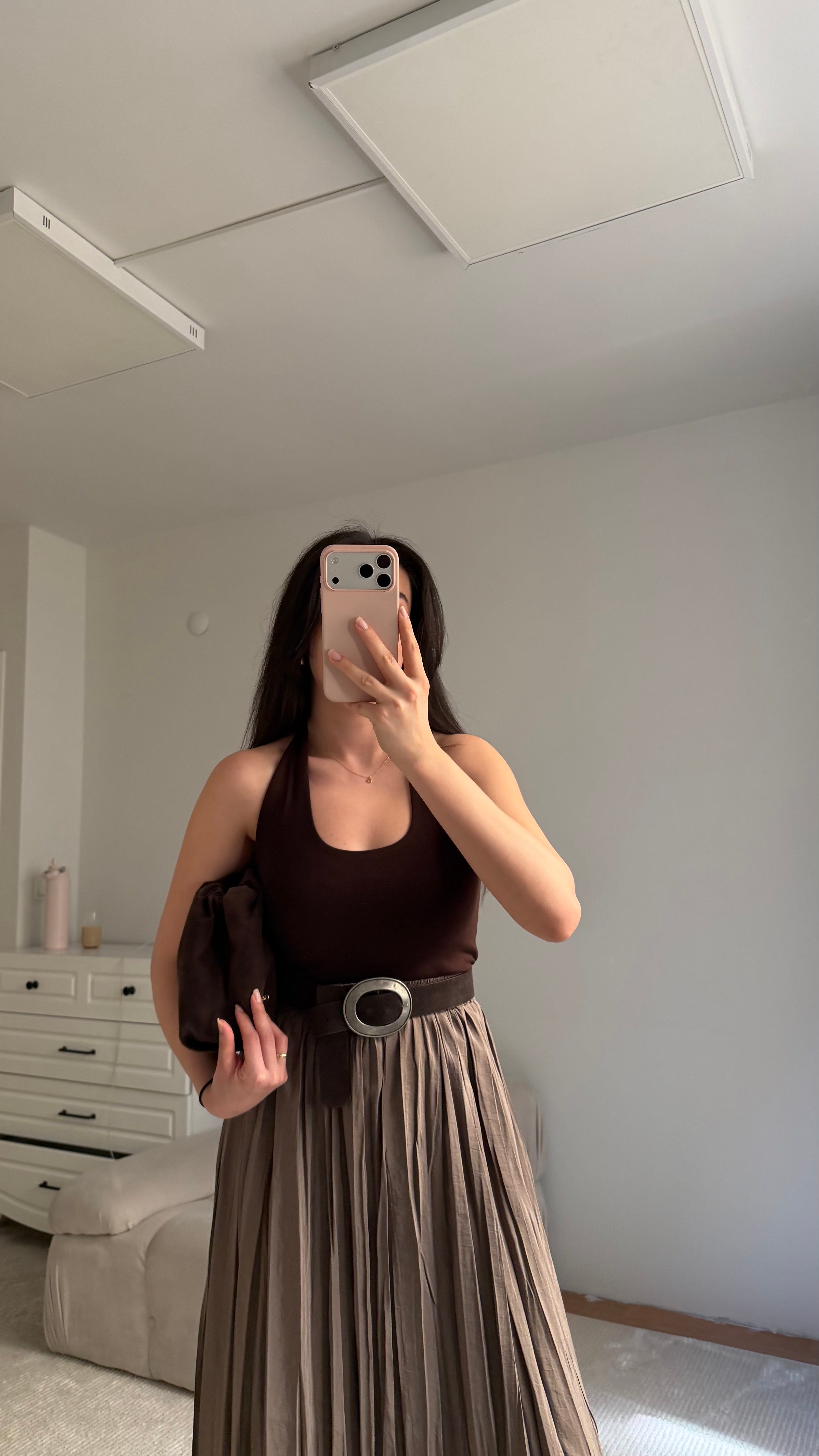 Acı Kahve Halter Yaka Bluz