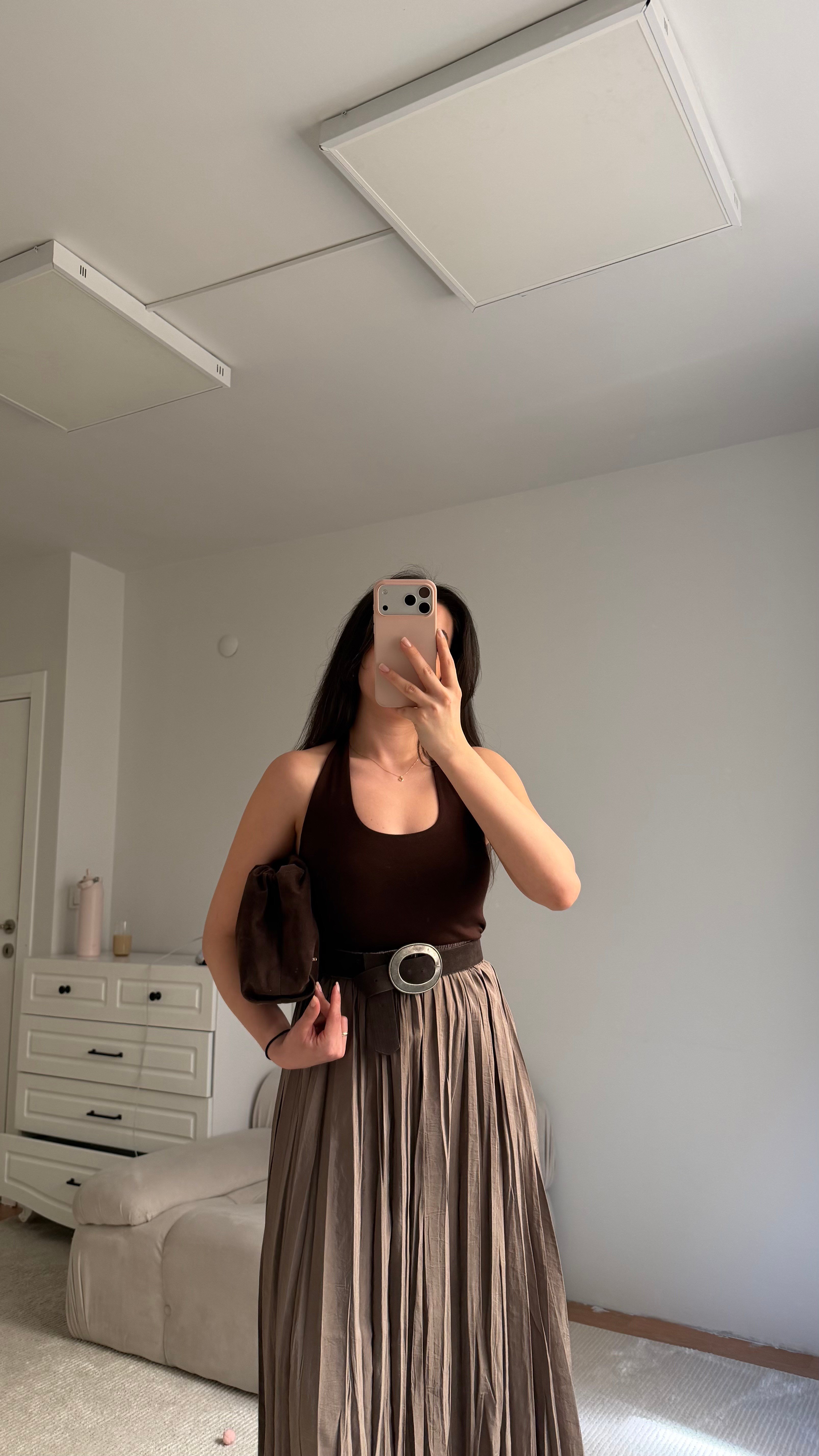 Acı Kahve Halter Yaka Bluz