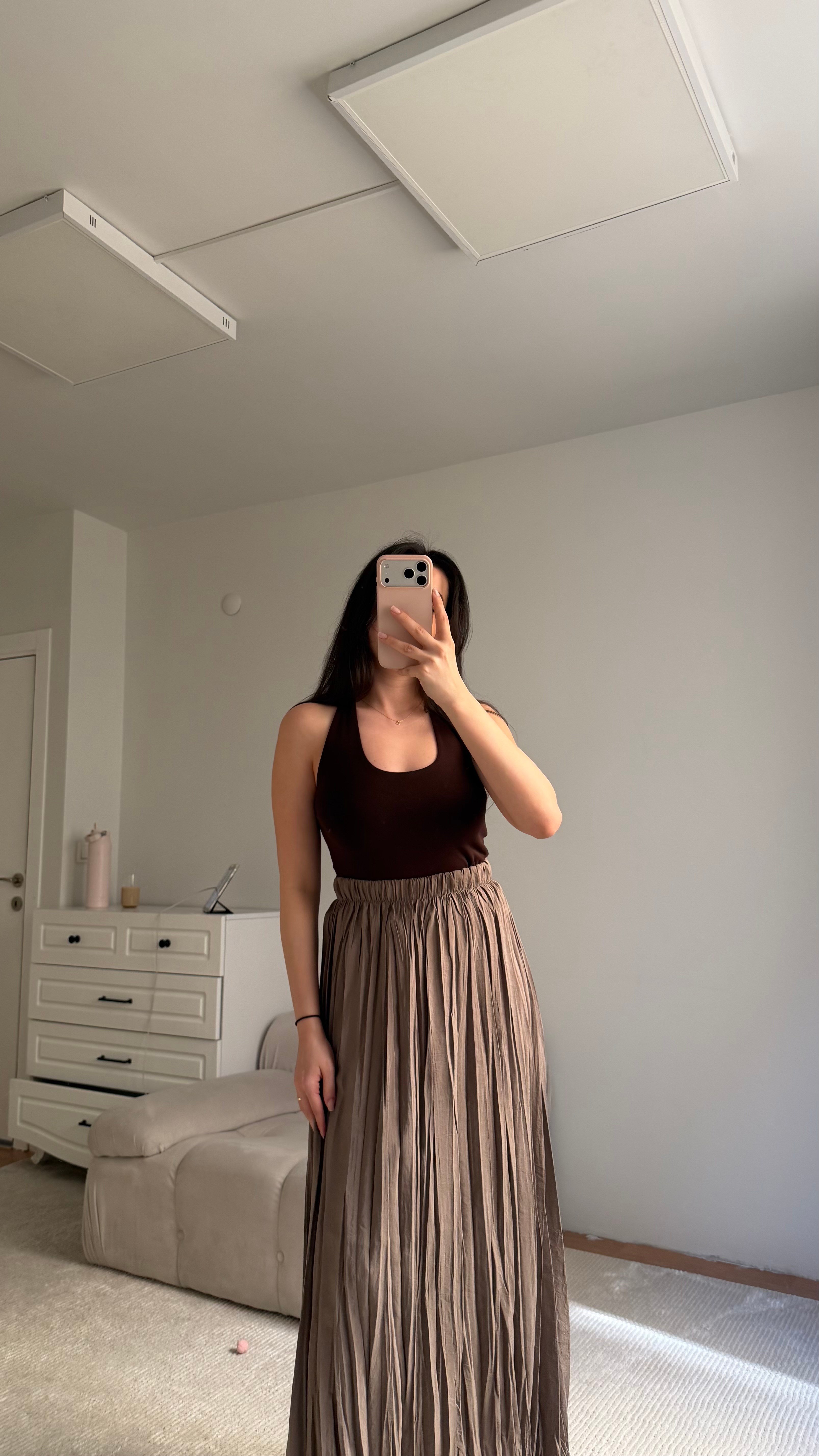 Acı Kahve Halter Yaka Bluz