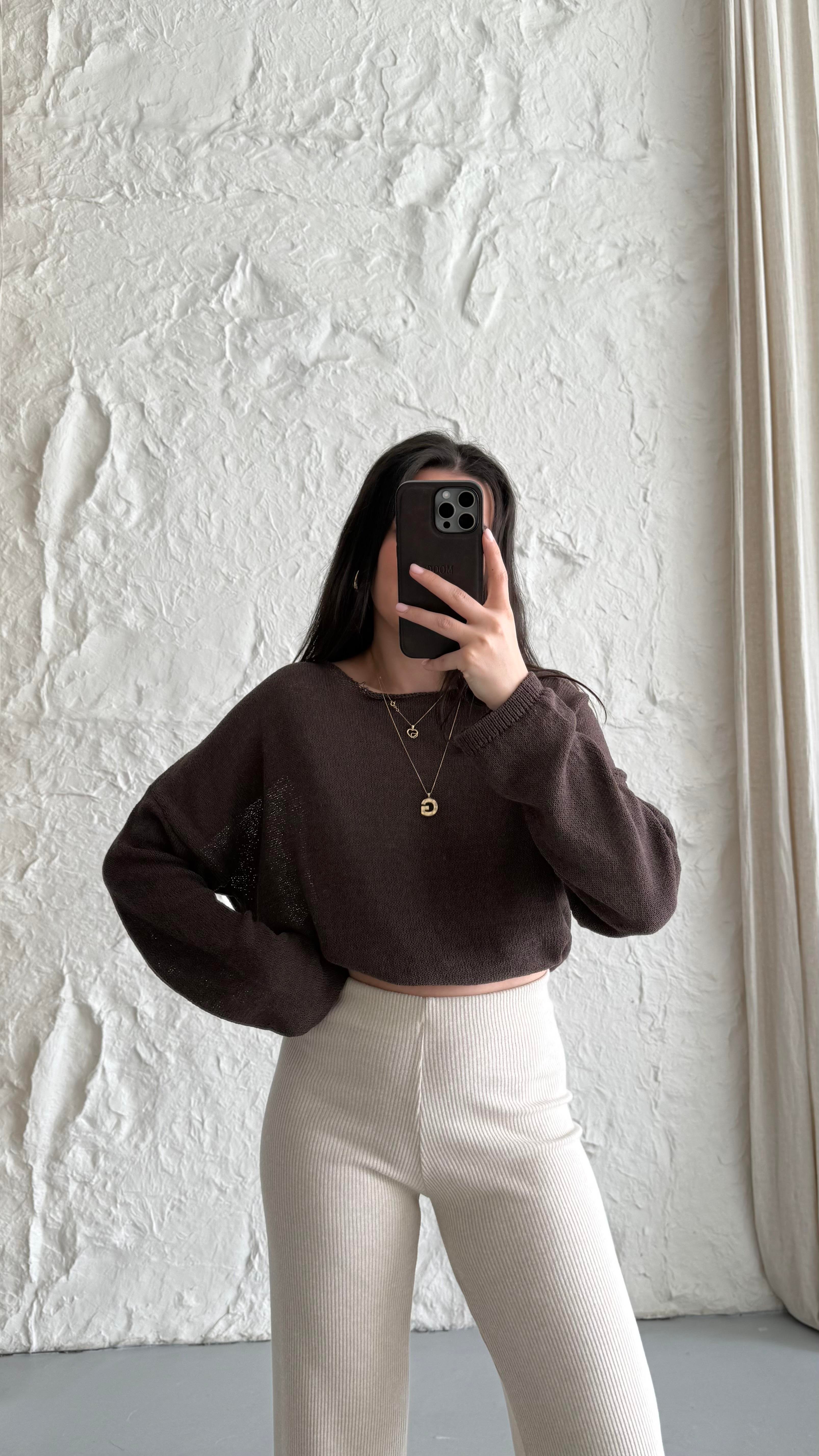 Acı Kahve Mevsimlik Triko Bluz