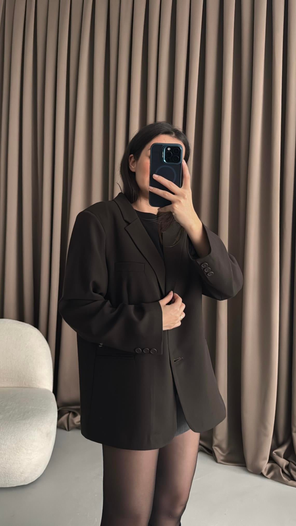 Acı Kahve Oversıze Blazer Ceket