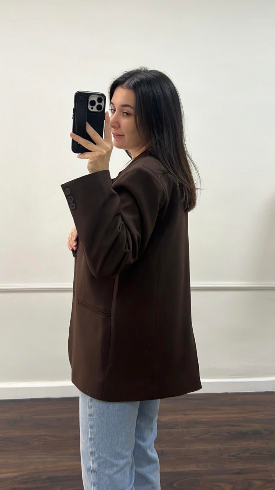 Acı Kahve Oversıze Blazer Ceket