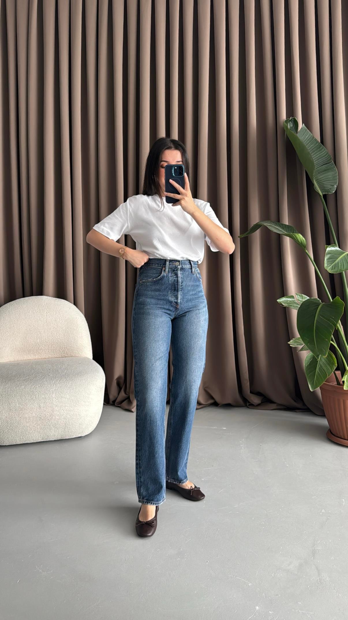 Ade Koyu Mavi Straight Jean