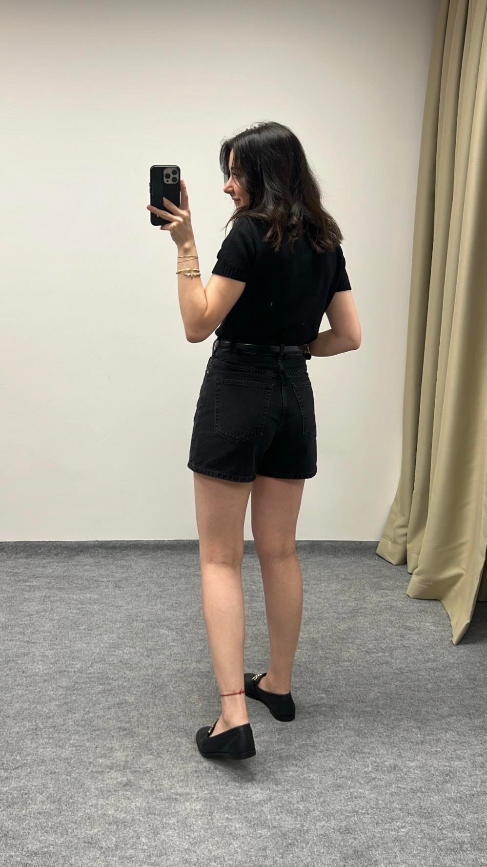 Aket Antrasit Denim Şort