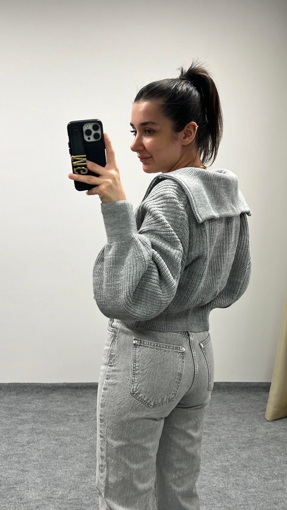 ALES GRİ SELANİK ÖRME HIRKA