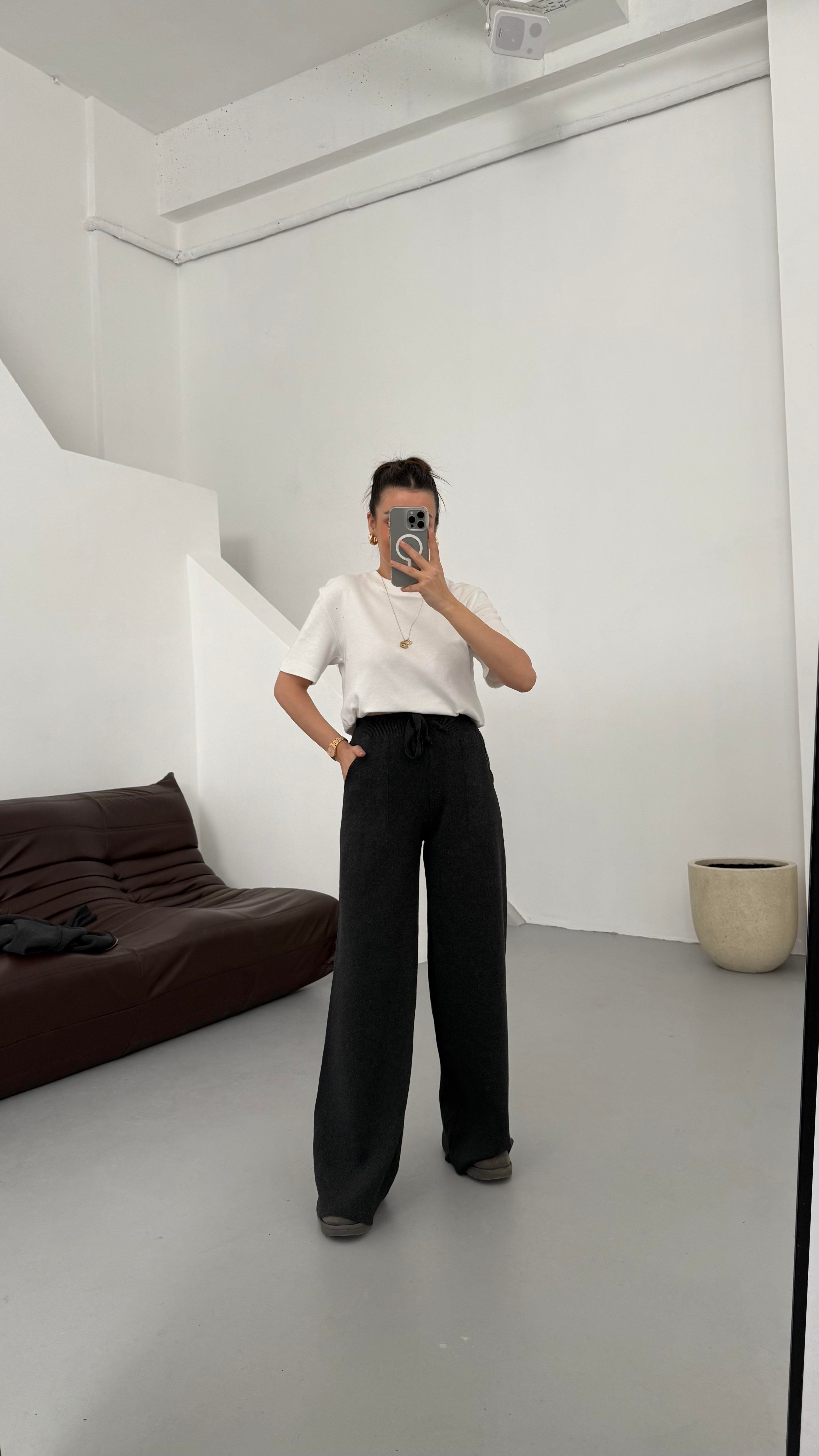 Antrasit Çift Fermuar Çelik Örme Takım