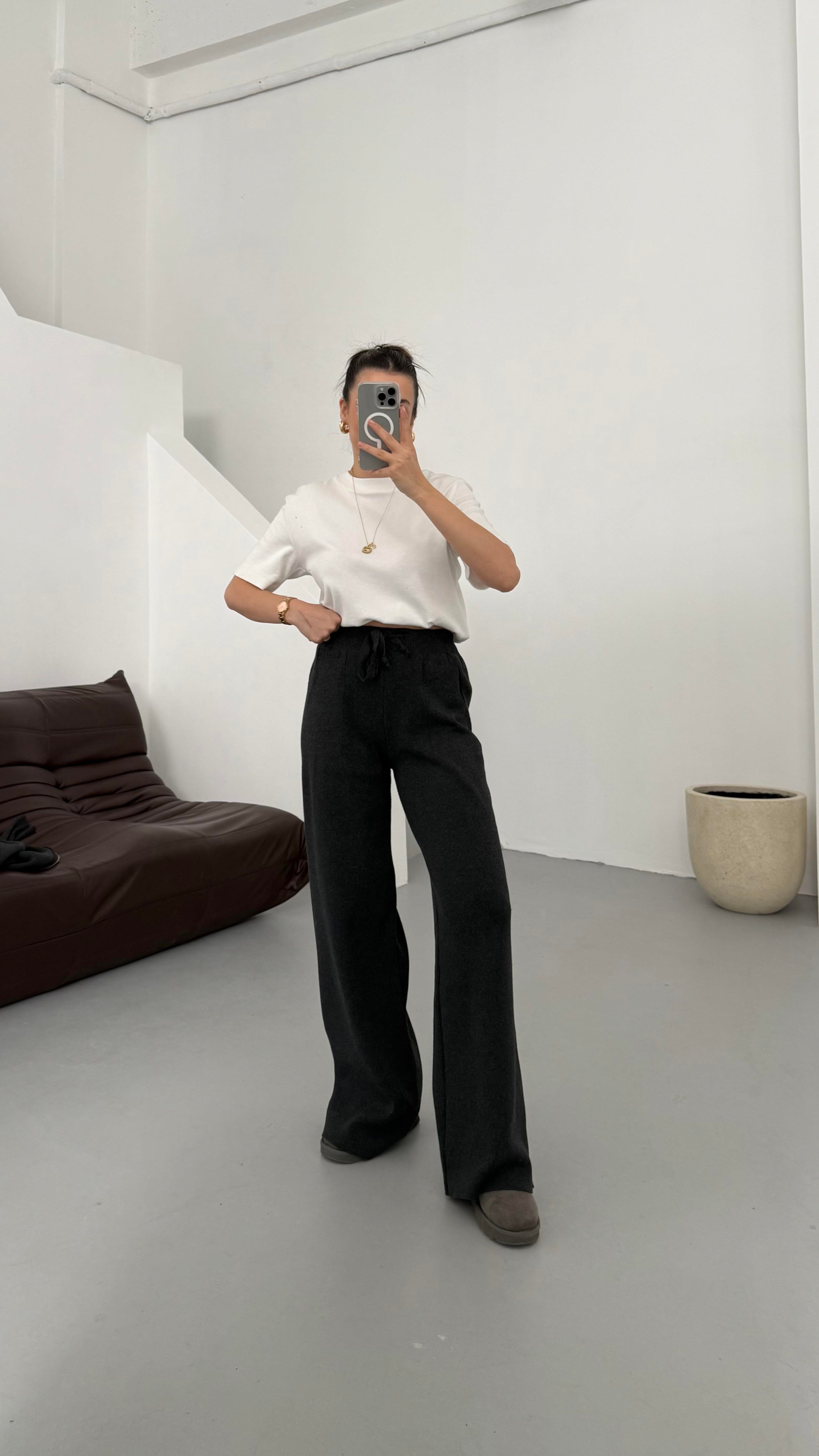 Antrasit Çift Fermuar Çelik Örme Takım