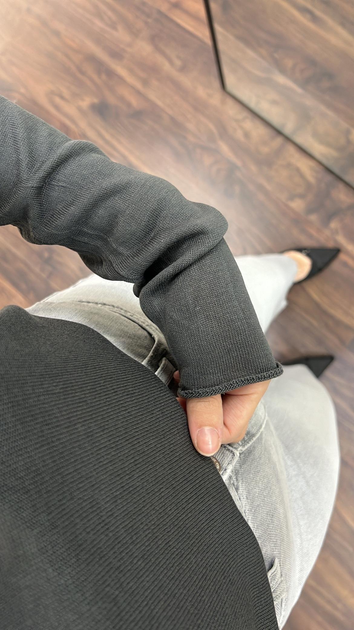 Antrasit Dik Yaka Transparan Bluz