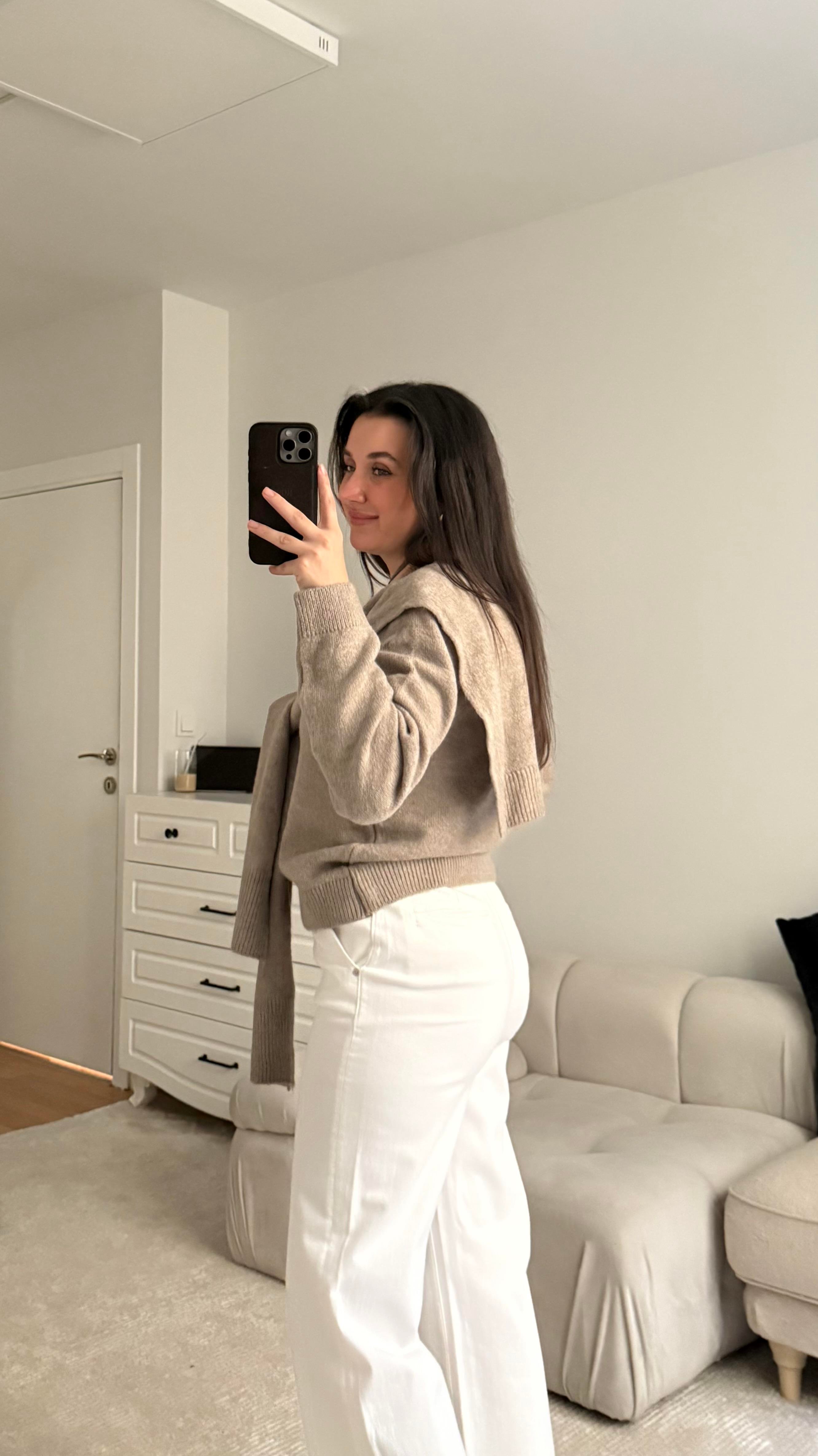 Antrasit Omuzdan Kol Bağlamalı Basıc Kazak