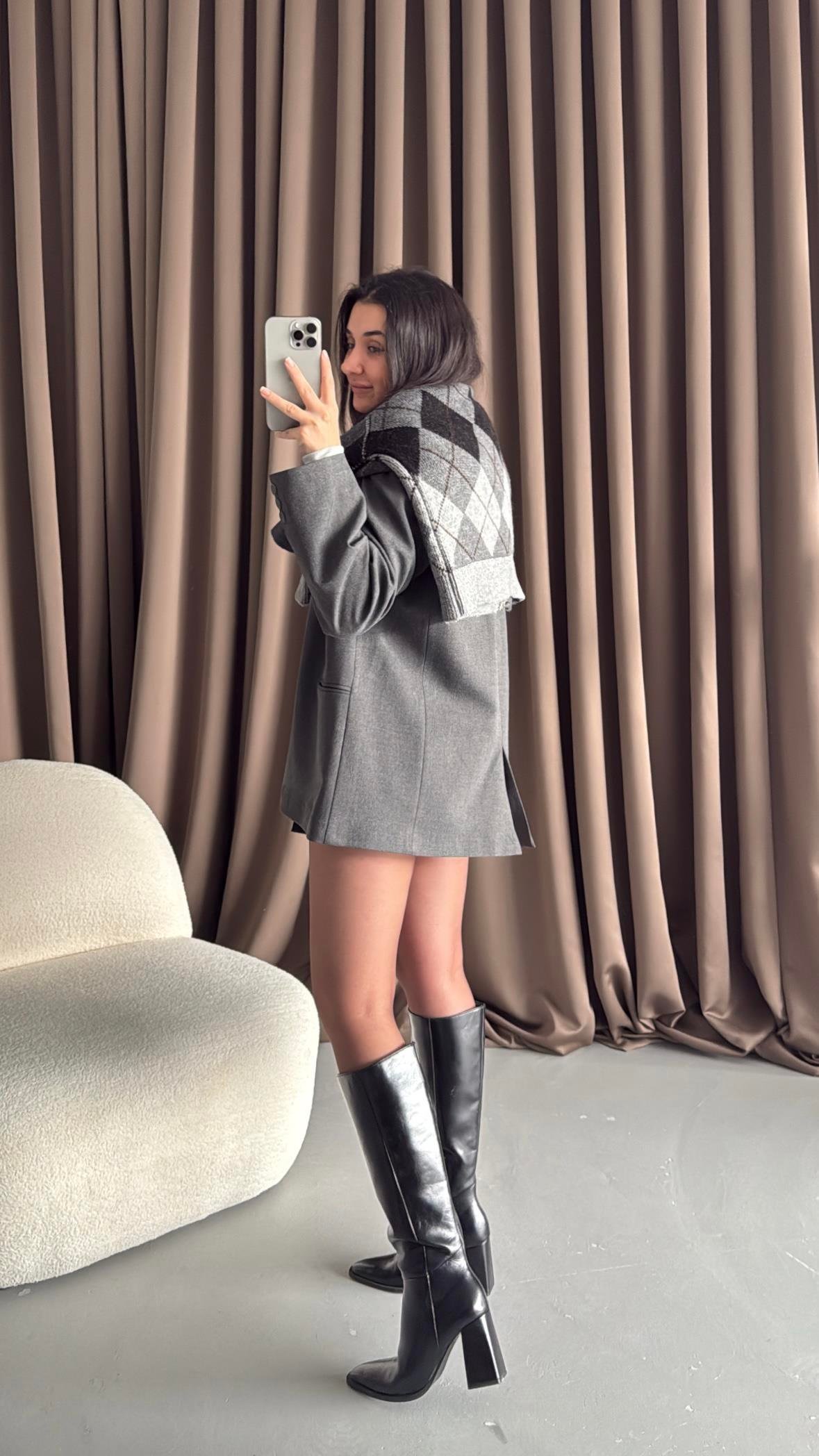 Antrasit Oversıze Blazer Ceket