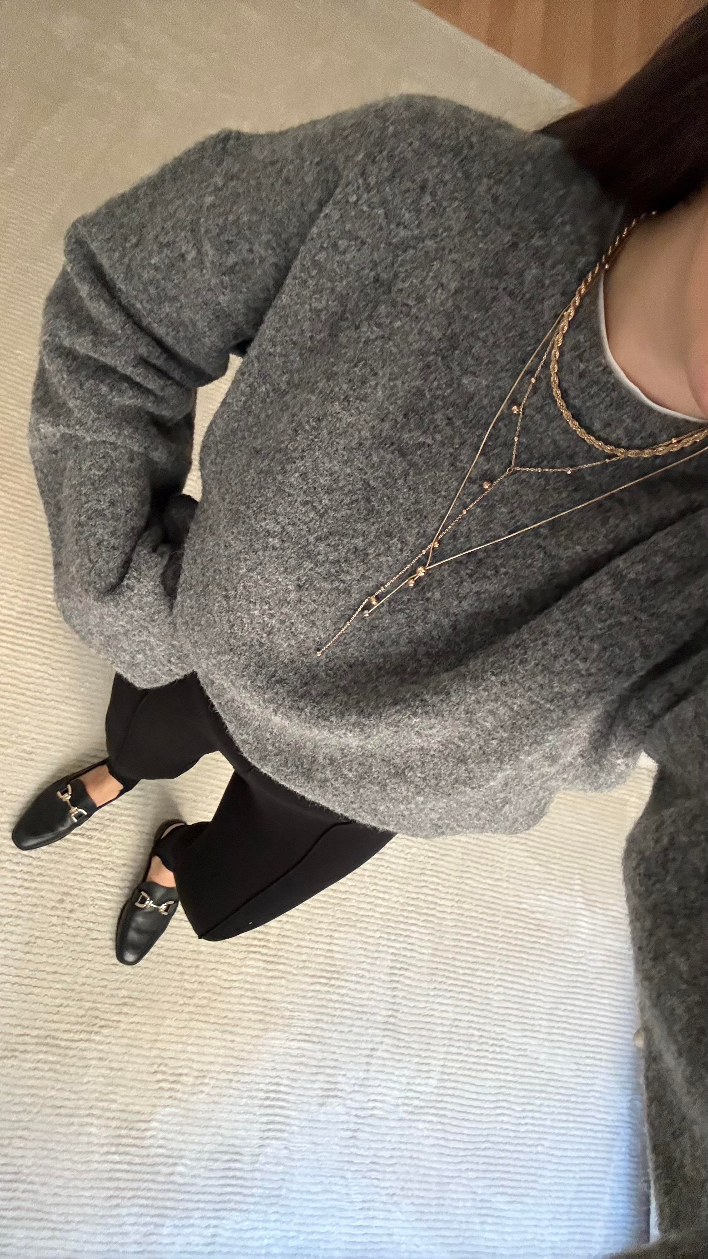 Antrasit Oversize İspanyol Kol Triko Kazak