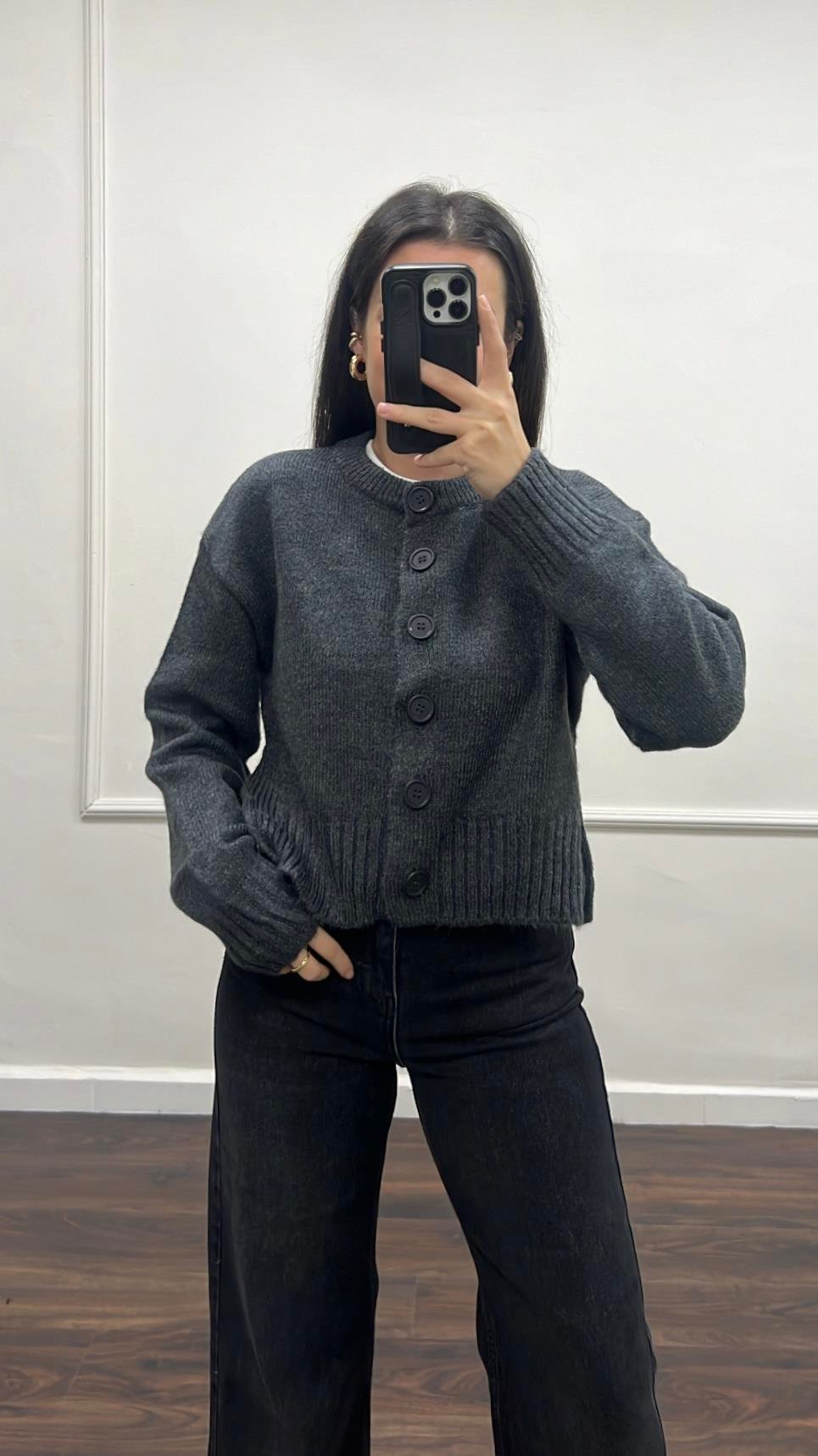 Antrasit Yumuşak Triko Hırka