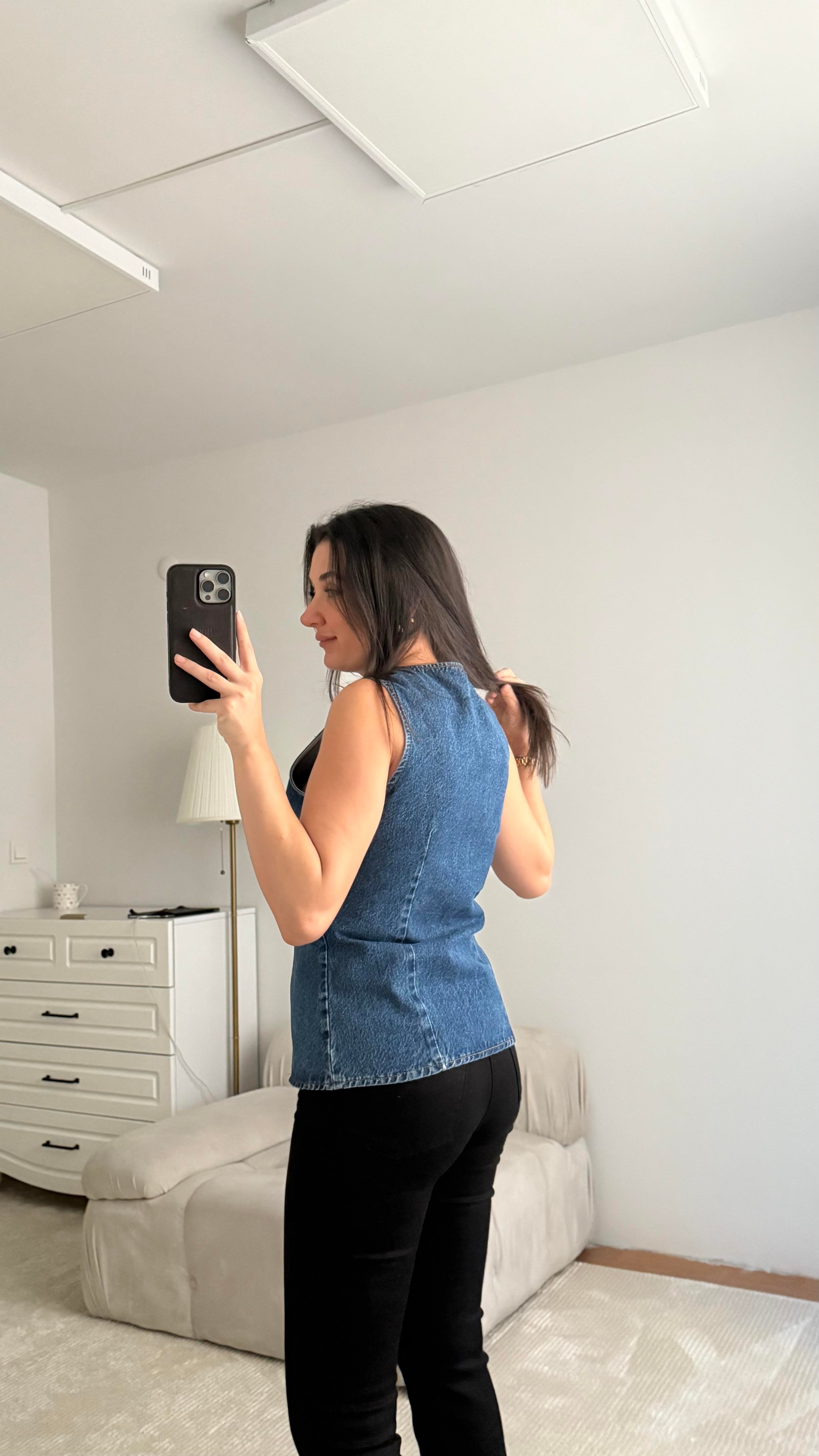 As Koyu Mavi Denim Yelek