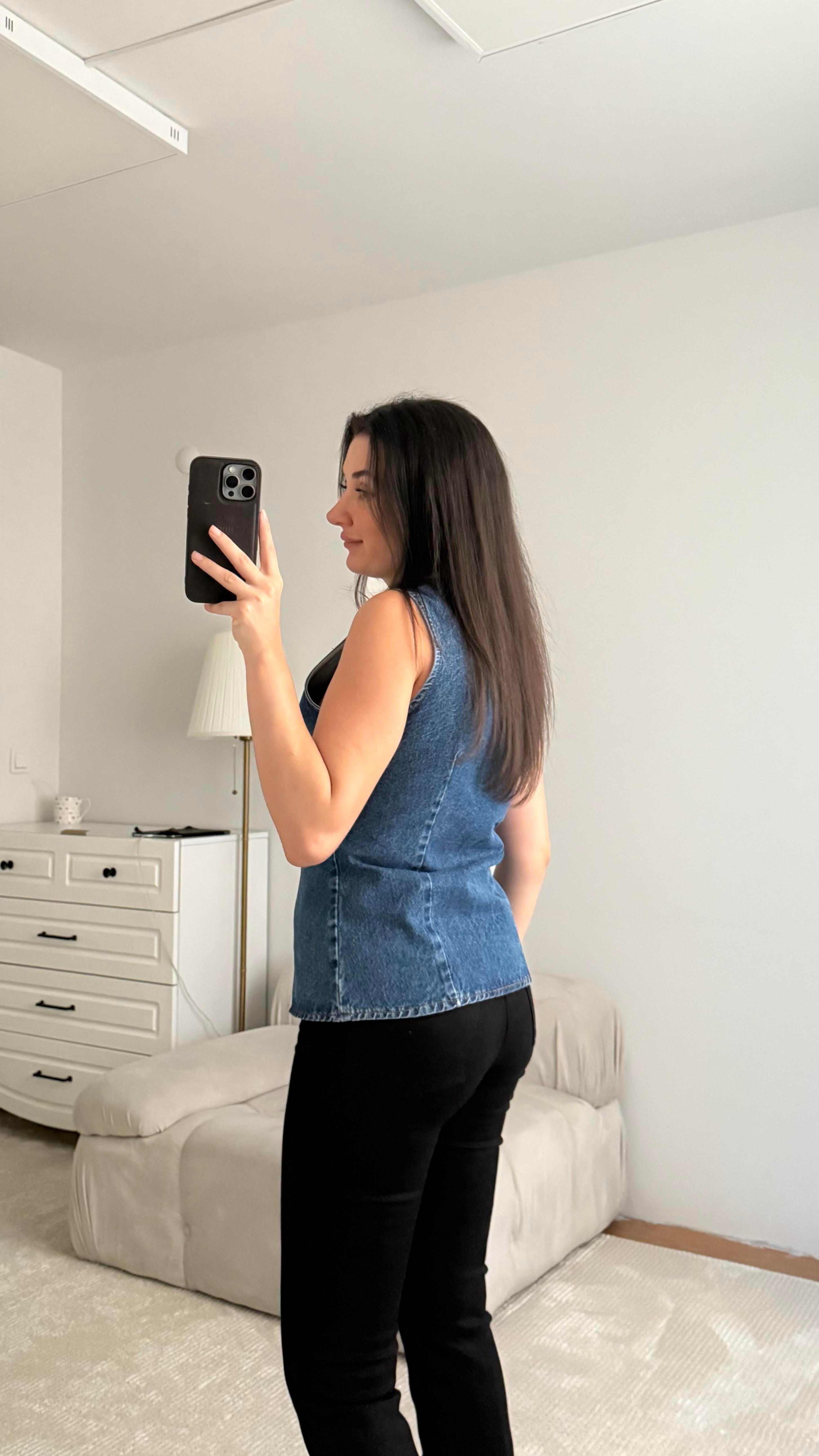 As Koyu Mavi Denim Yelek