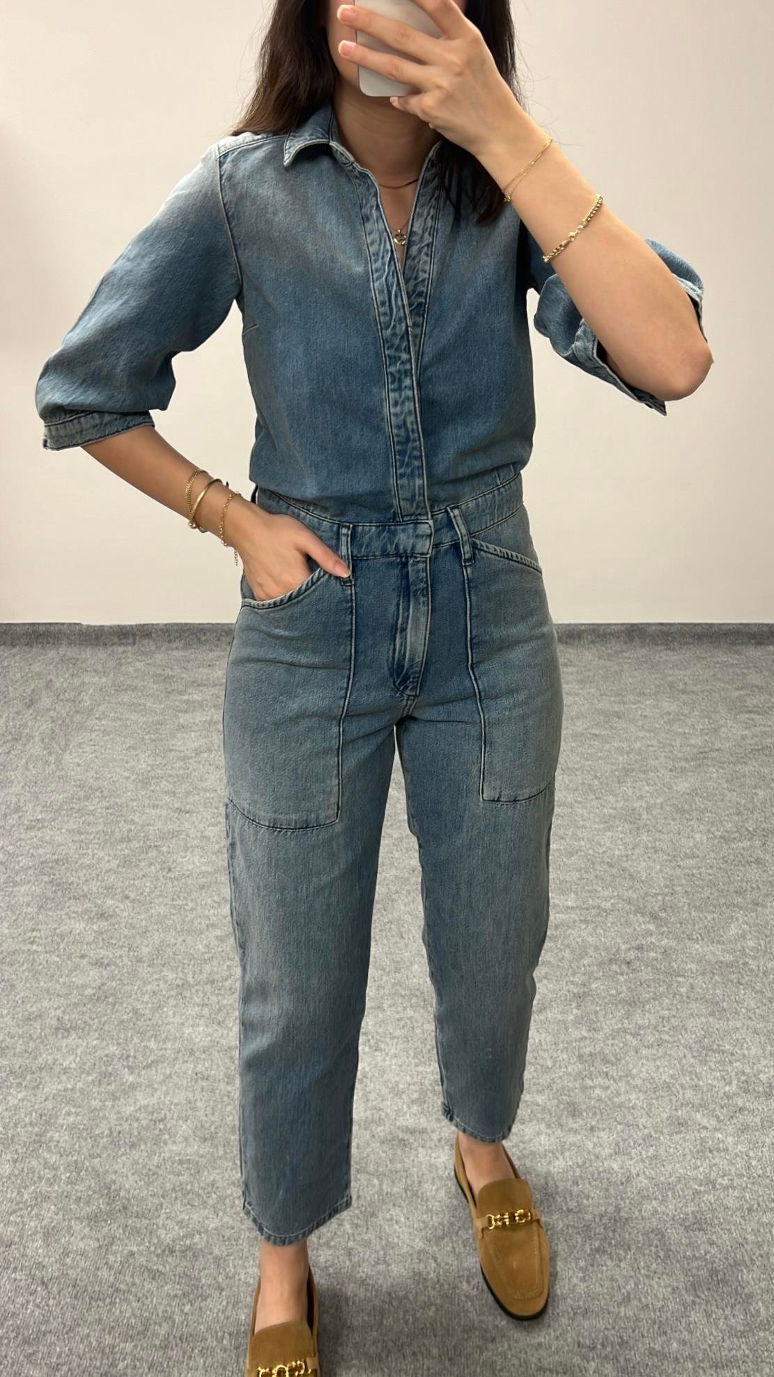 BAHS MAVİ DENIM TULUM