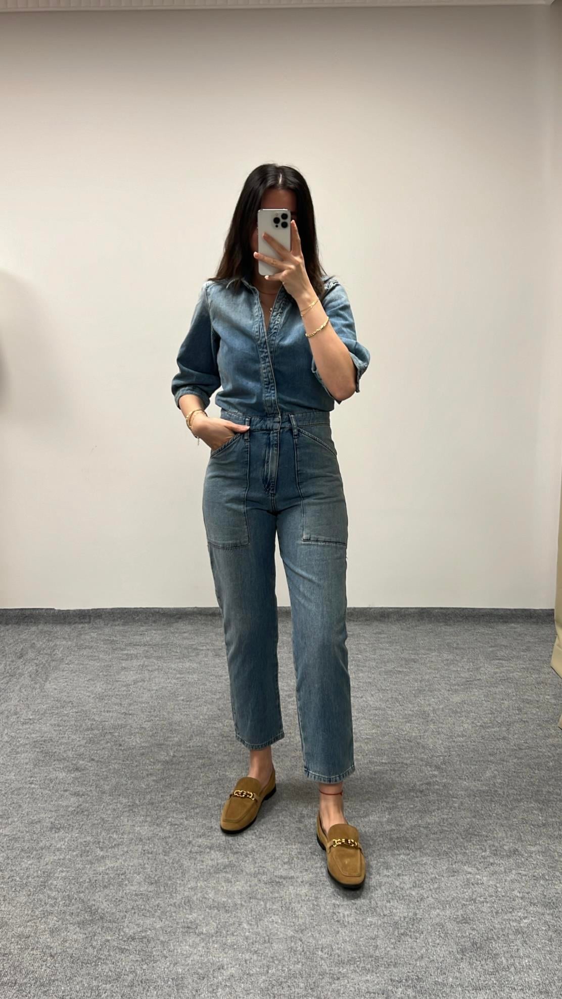 BAHS MAVİ DENIM TULUM