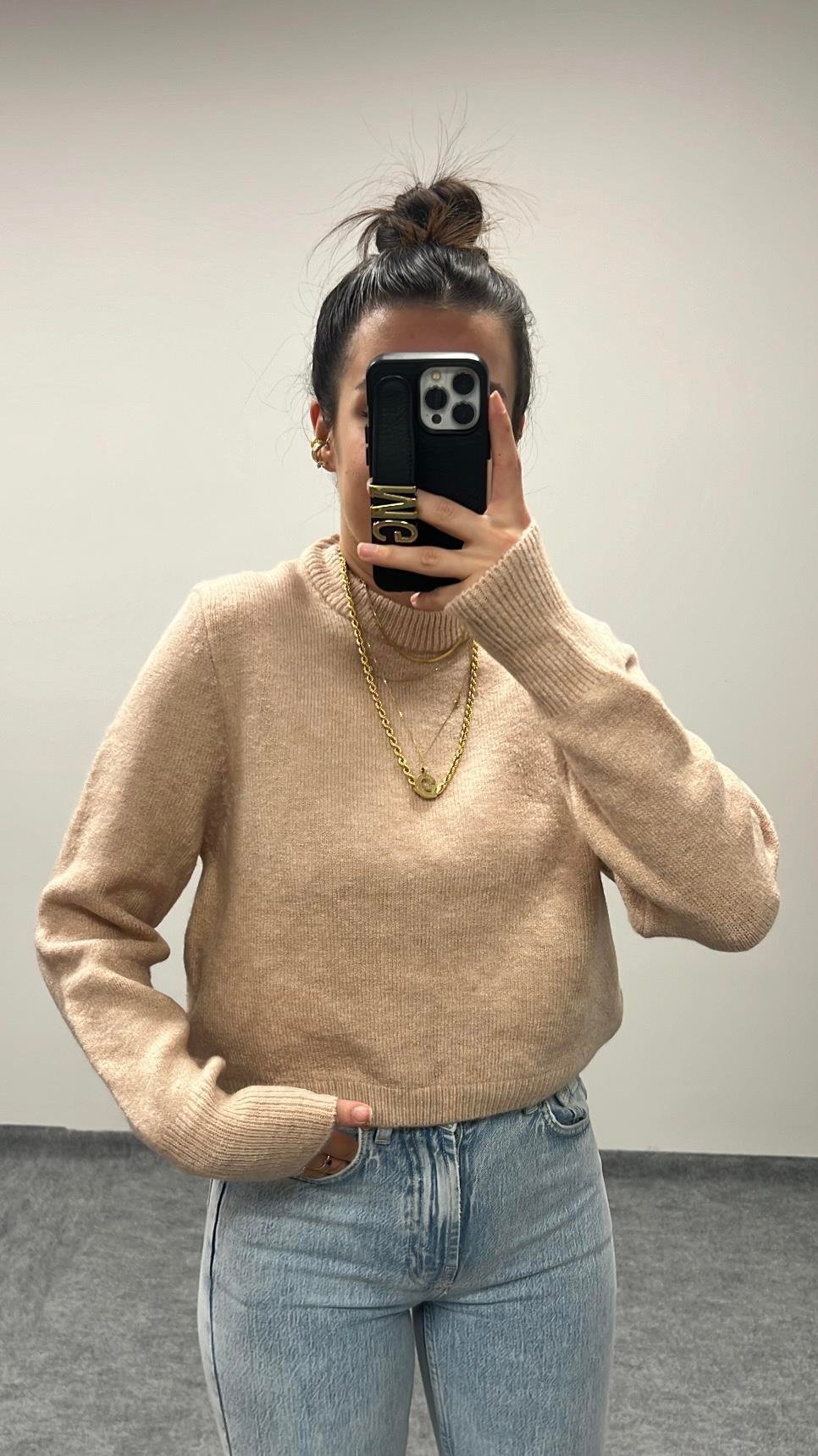 BASIC GÜL KURUSU YÜNLÜ KAZAK