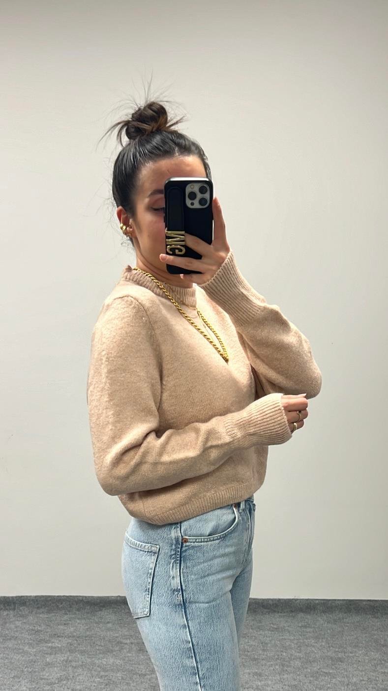 BASIC GÜL KURUSU YÜNLÜ KAZAK