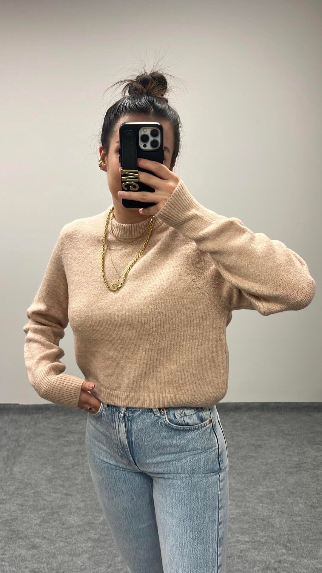 BASIC GÜL KURUSU YÜNLÜ KAZAK