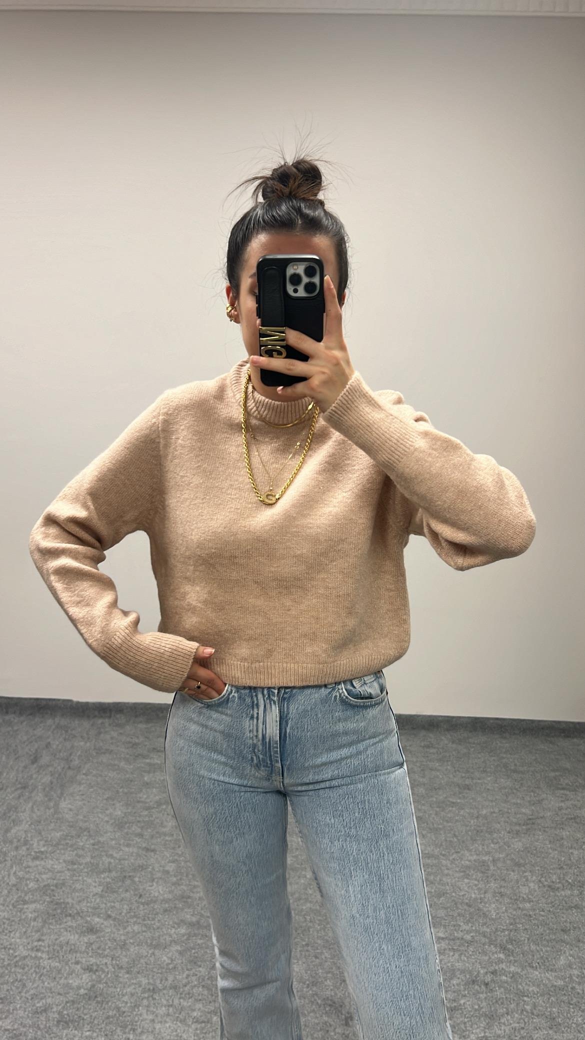 BASIC GÜL KURUSU YÜNLÜ KAZAK