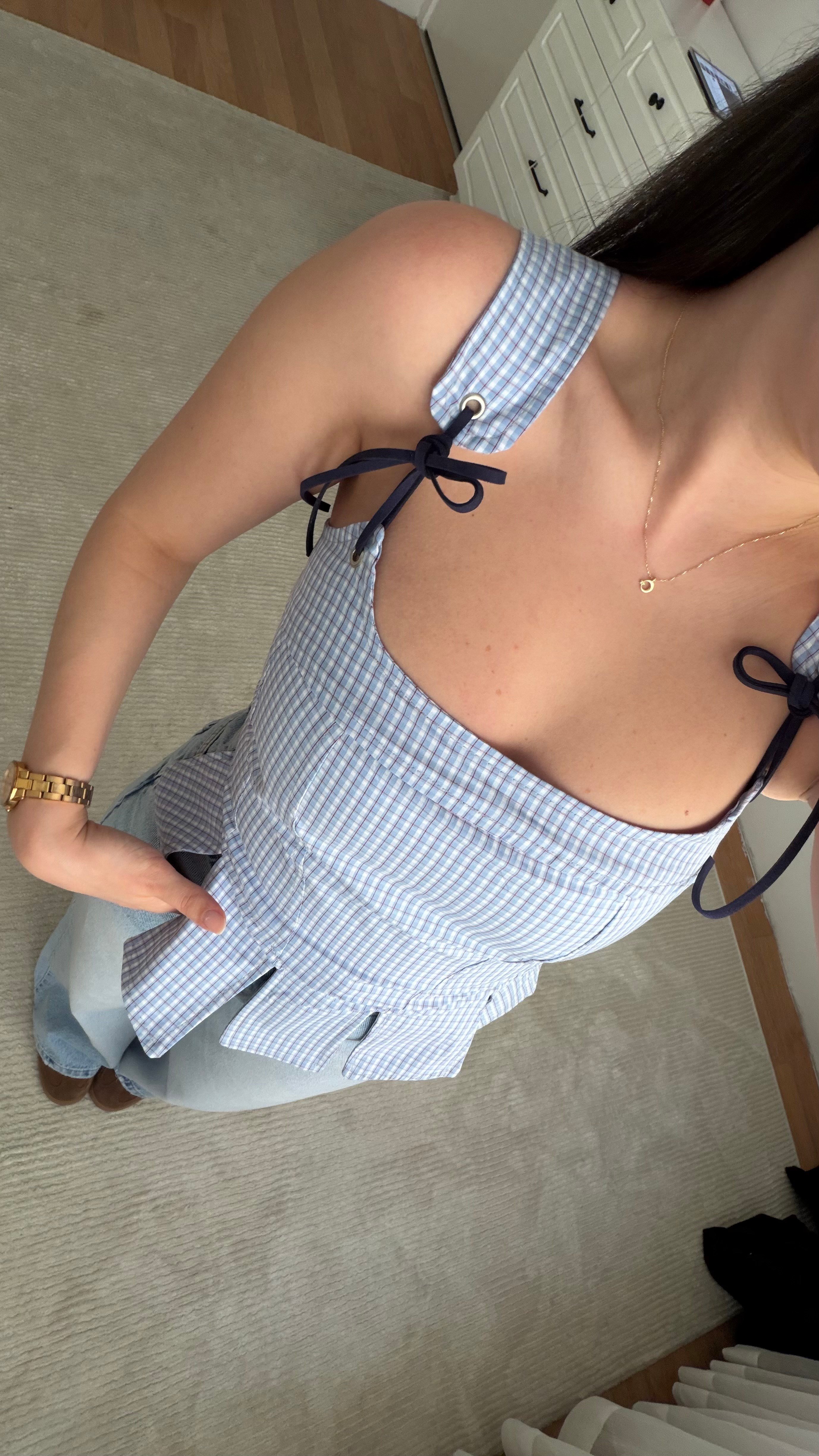 Bebe Mavi Peplum Pötikare Korse
