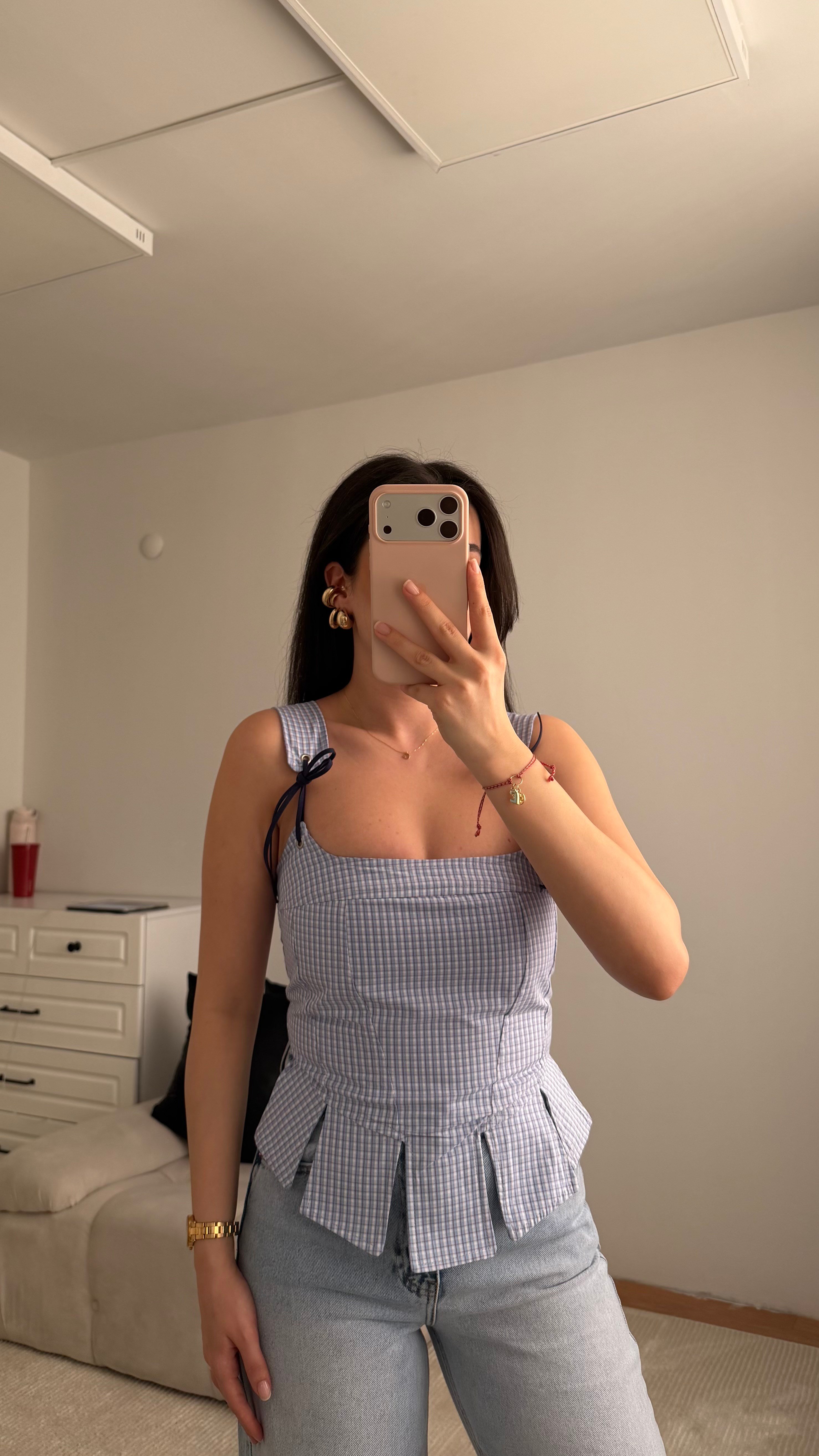 Bebe Mavi Peplum Pötikare Korse