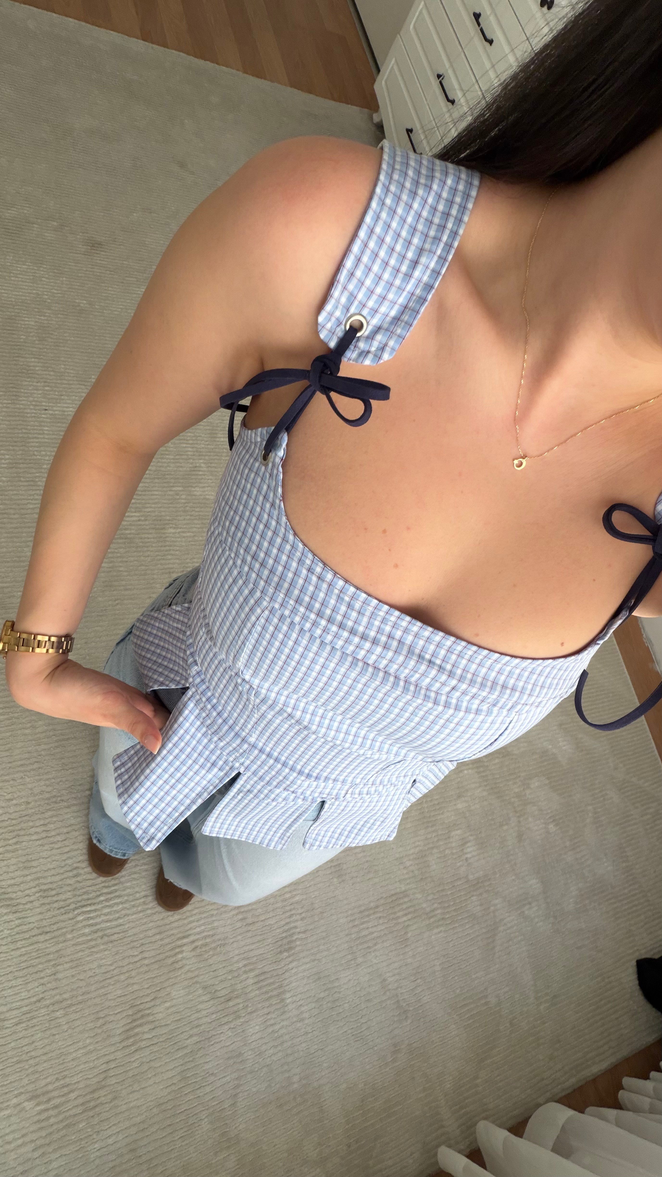 Bebe Mavi Peplum Pötikare Korse