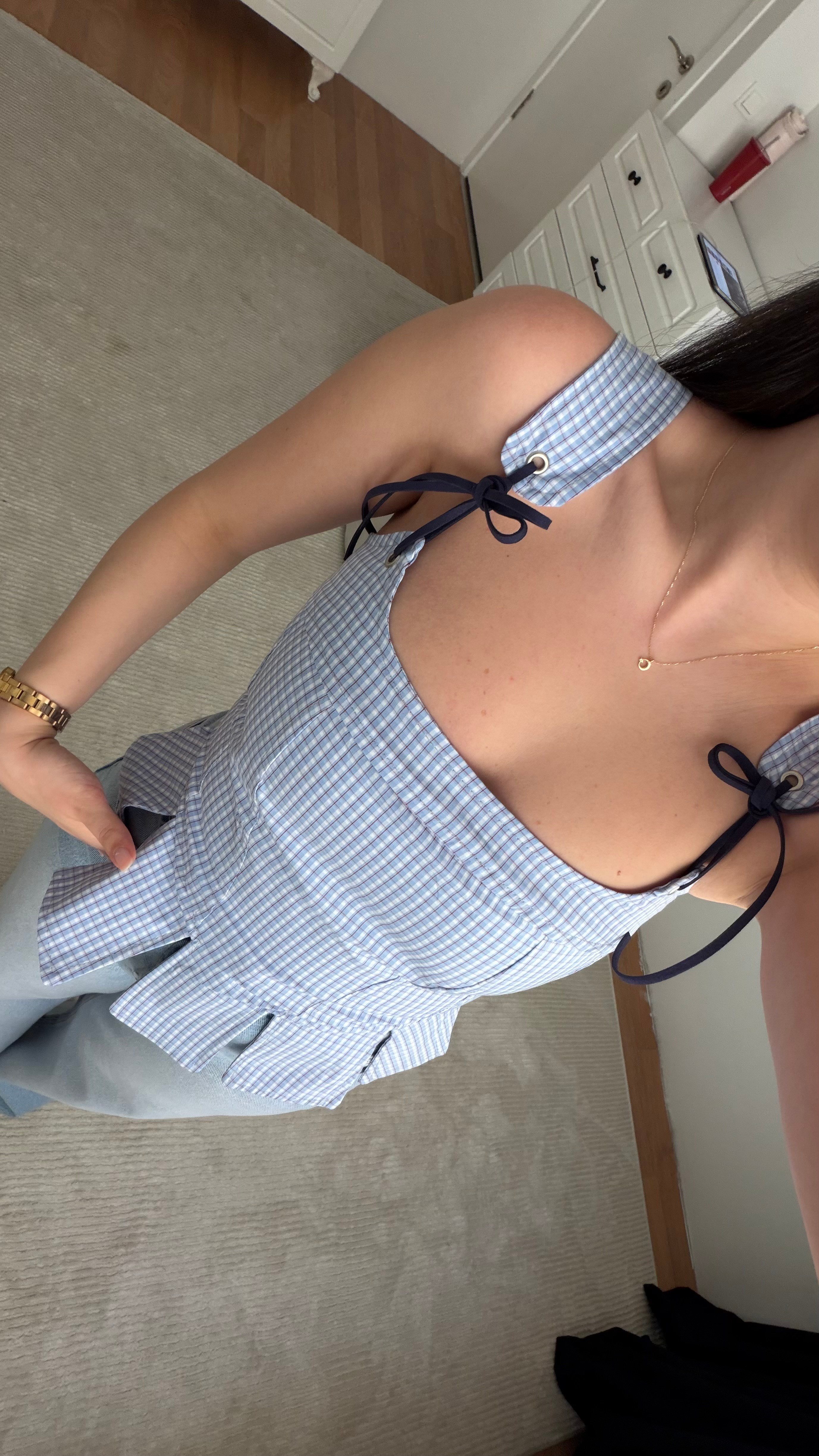 Bebe Mavi Peplum Pötikare Korse