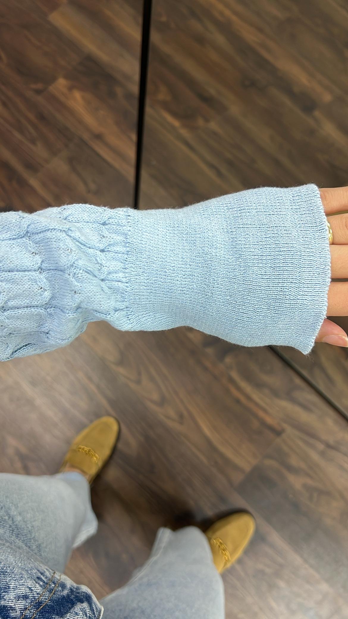 Bebek Mavi Örme Triko Hırka