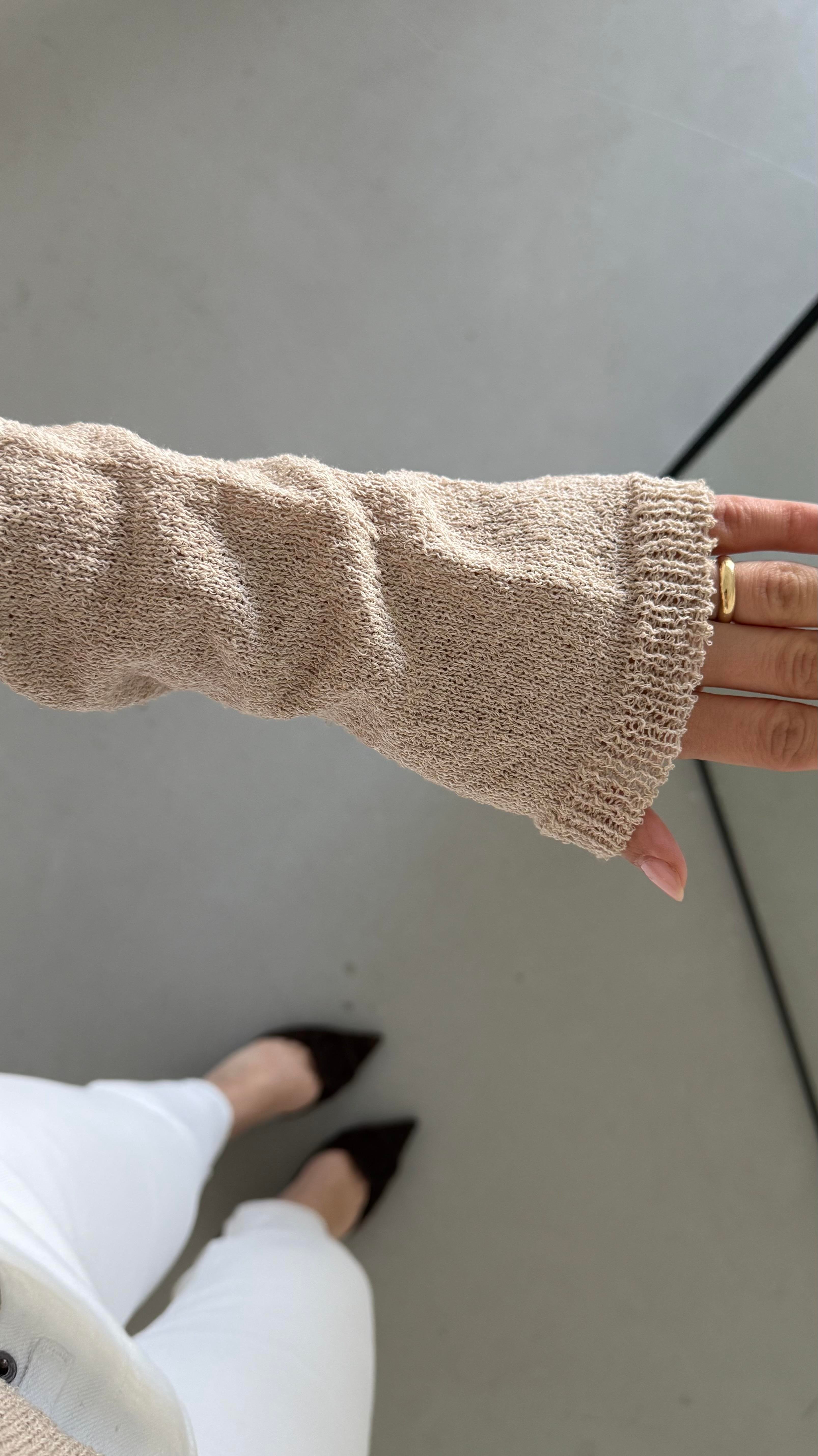 Bej Mevsimik Merserize Triko 