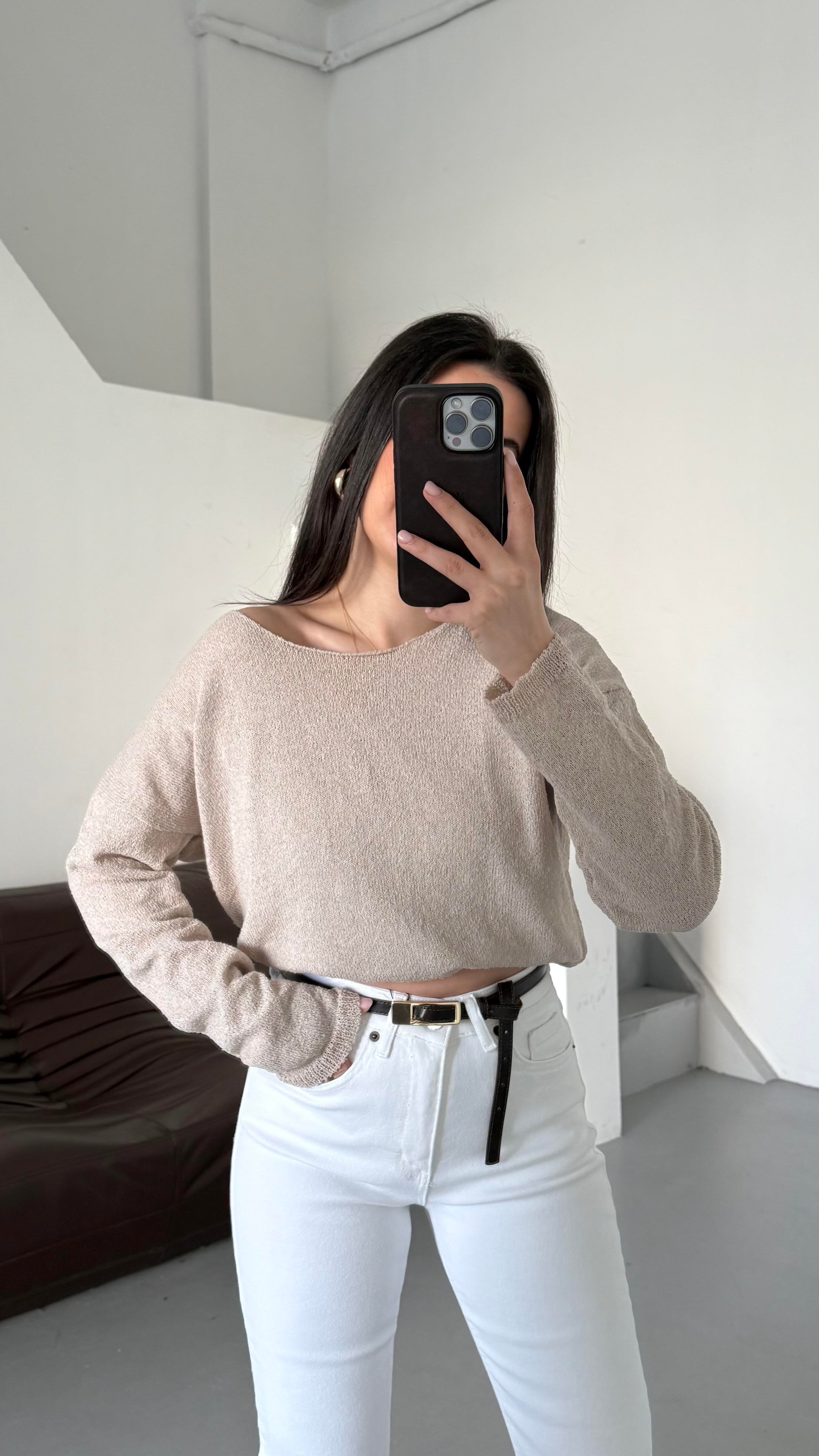 Bej Mevsimik Merserize Triko 