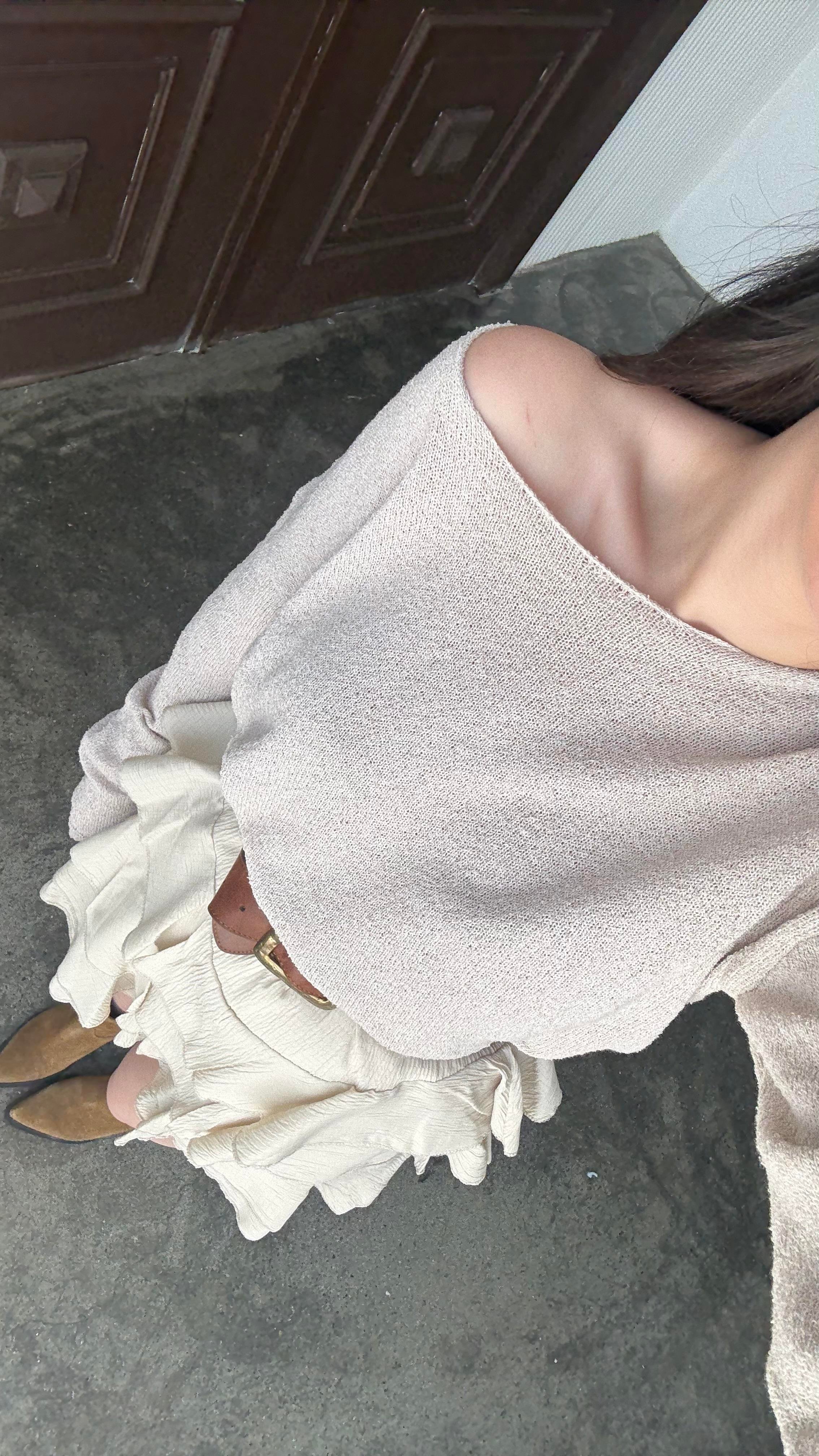 Bej Mevsimik Merserize Triko 