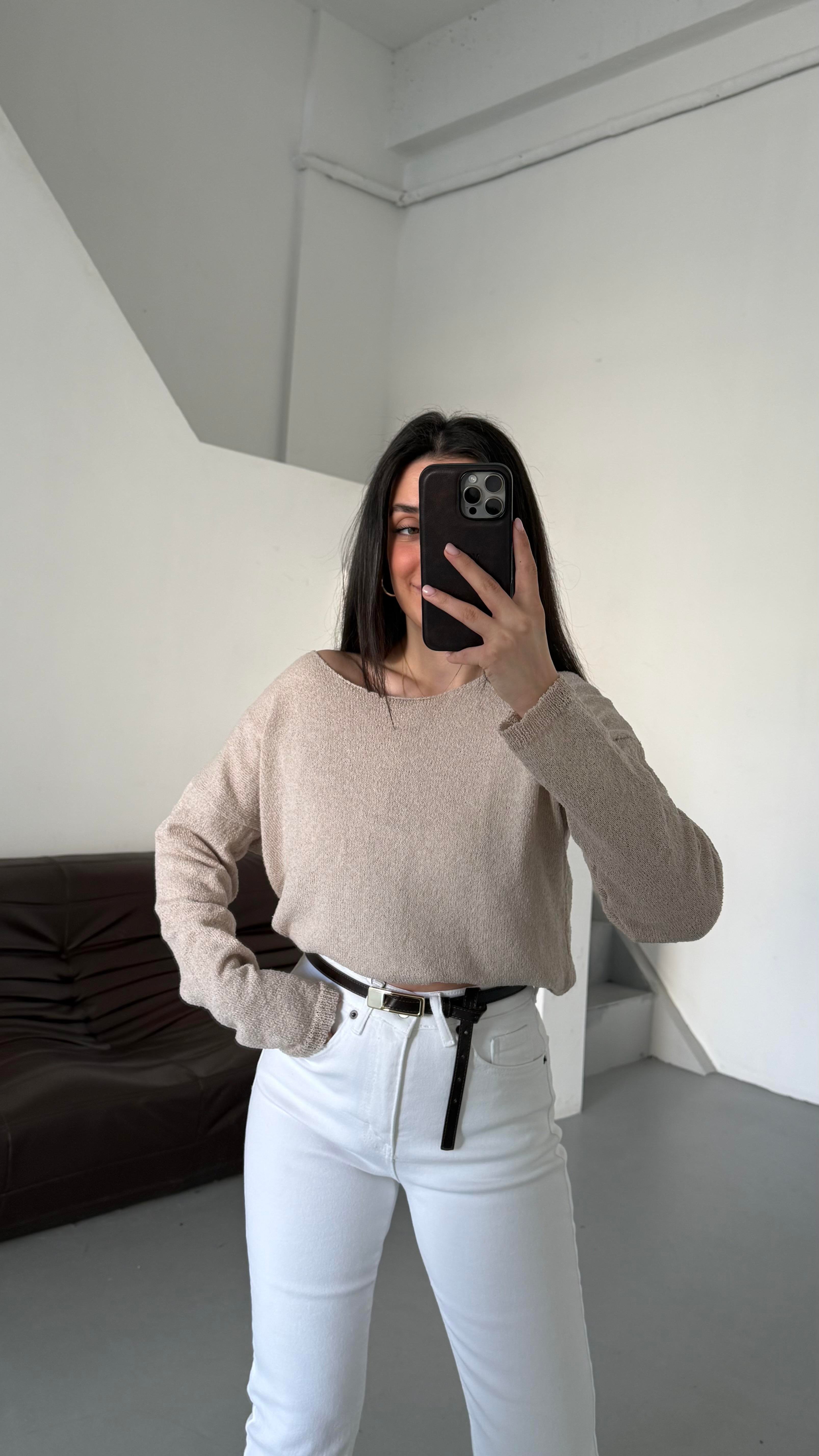 Bej Mevsimik Merserize Triko 