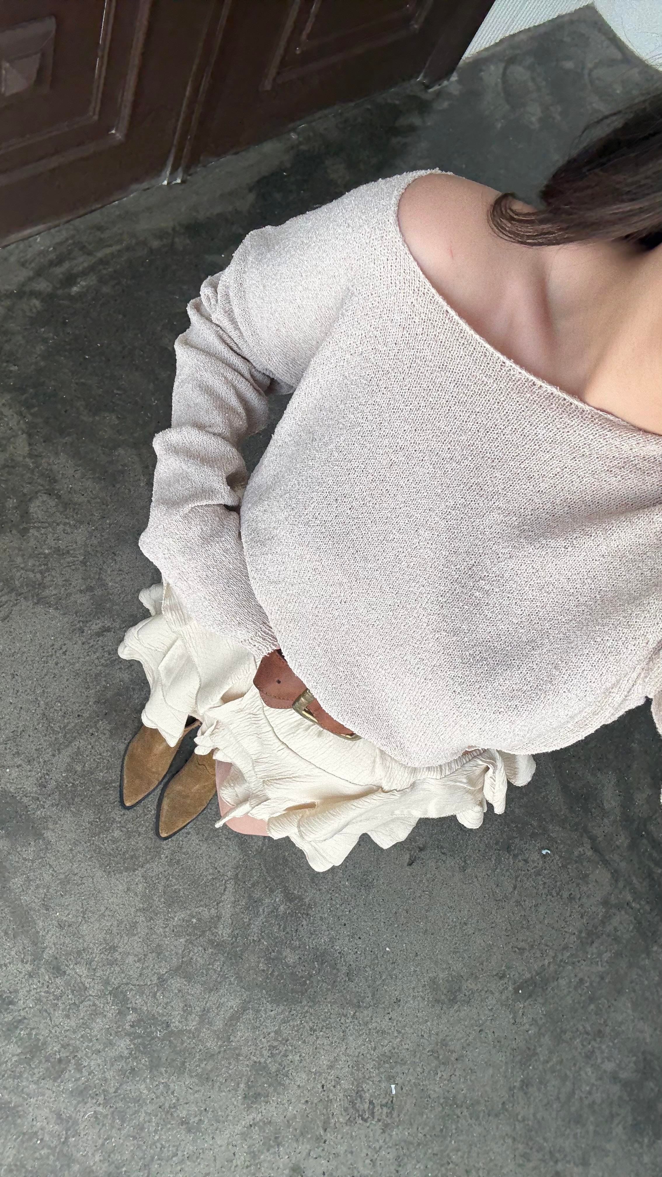 Bej Mevsimik Merserize Triko 