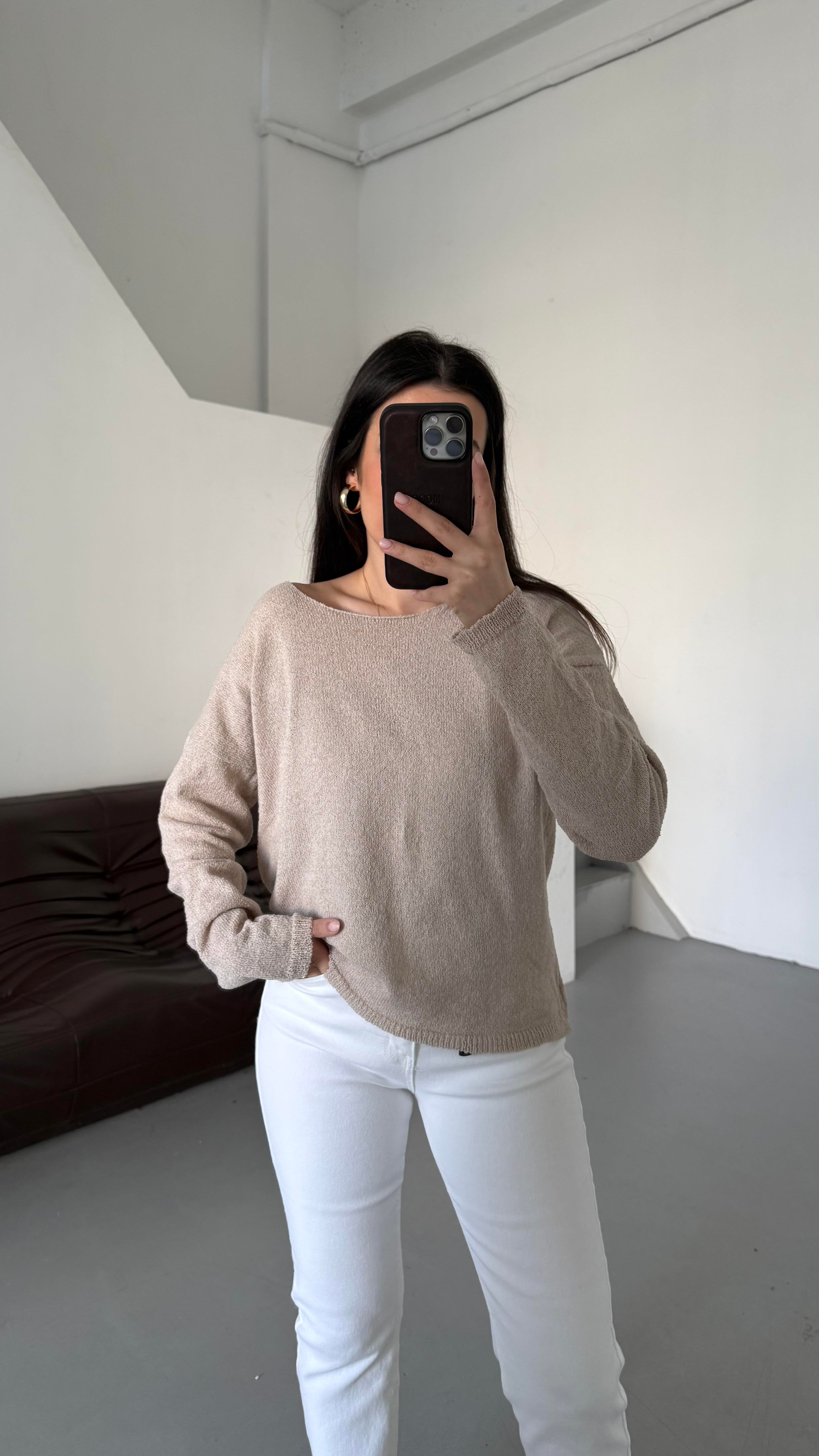 Bej Mevsimik Merserize Triko 