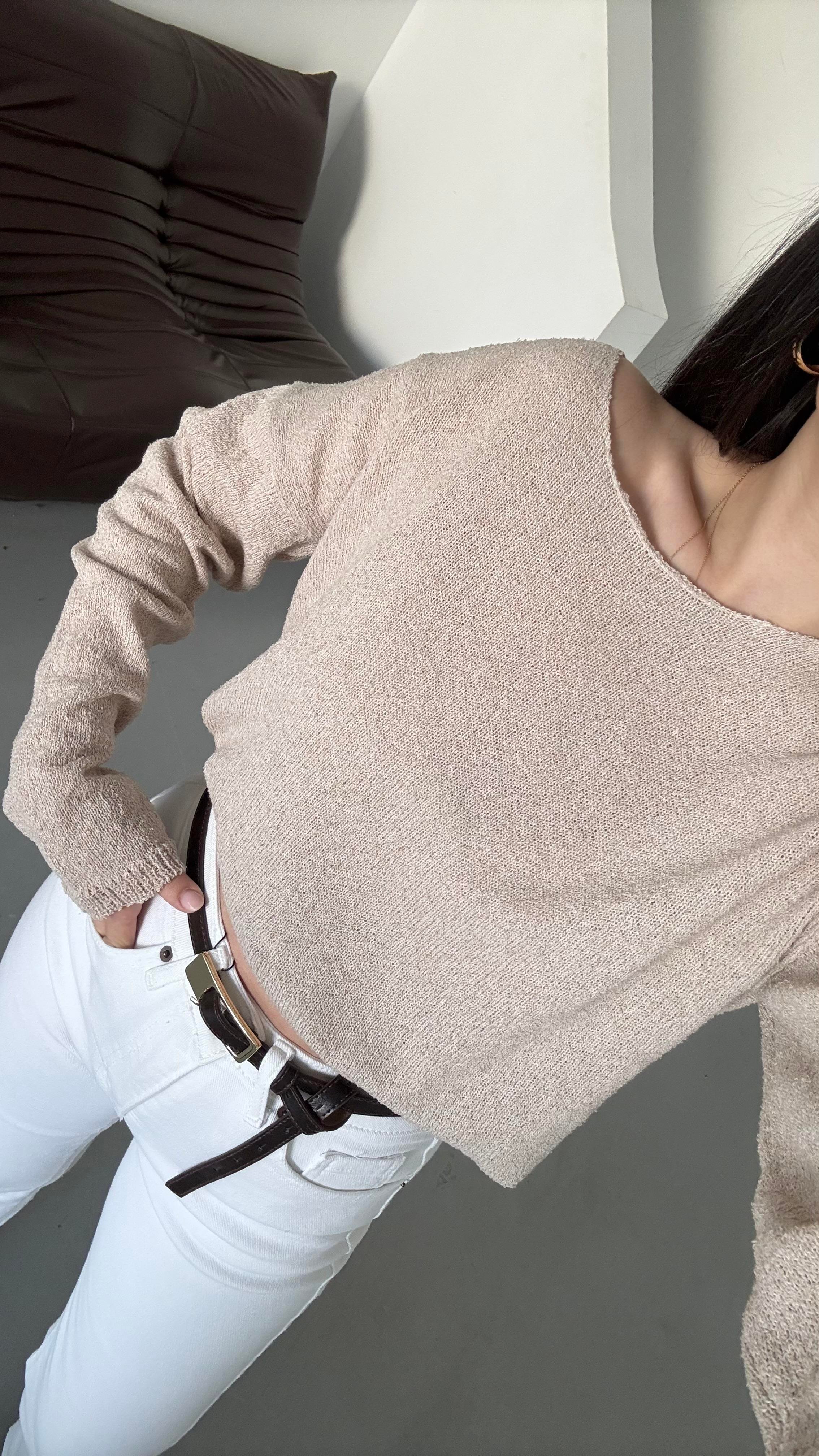 Bej Mevsimik Merserize Triko 