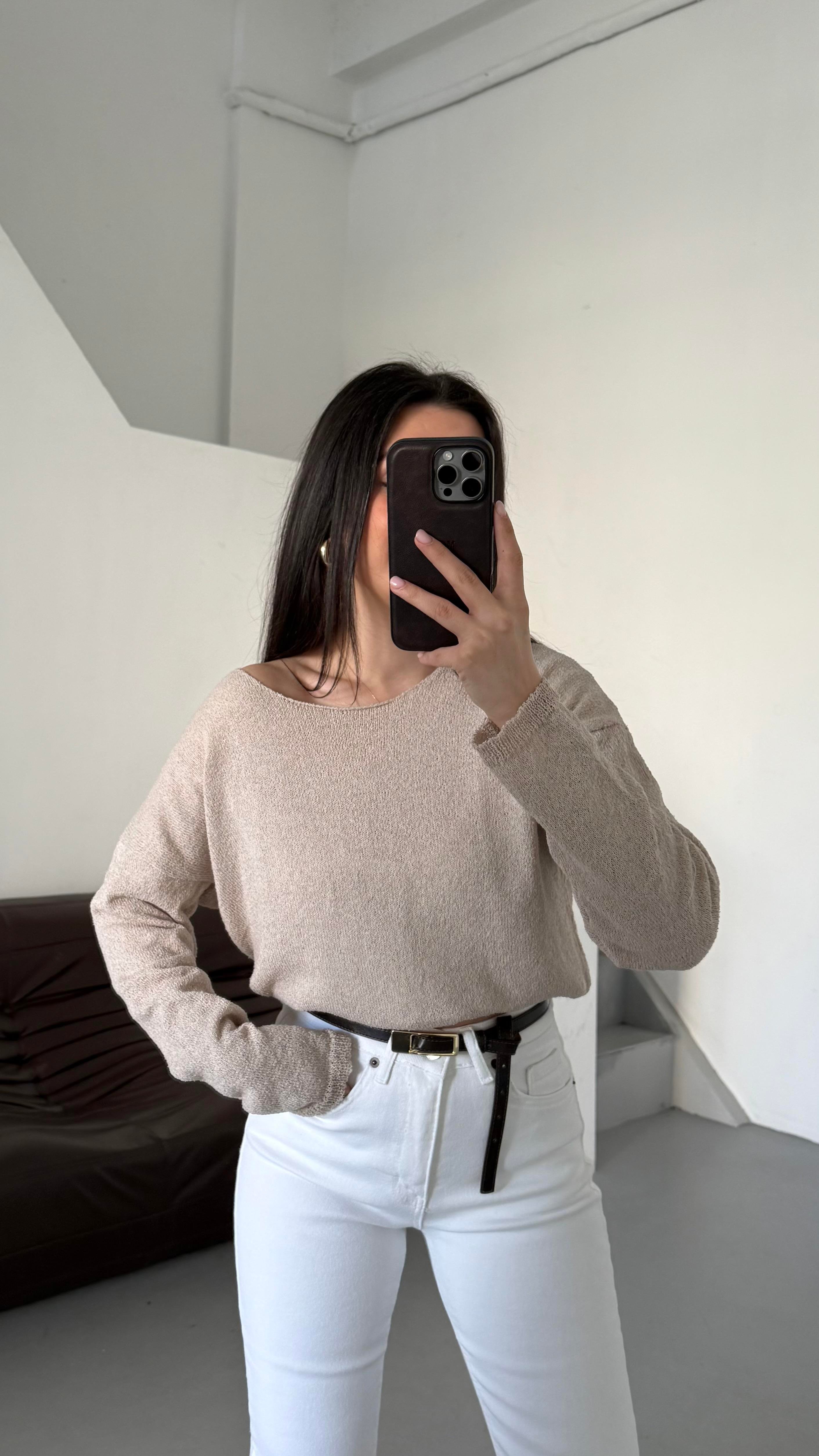 Bej Mevsimik Merserize Triko 