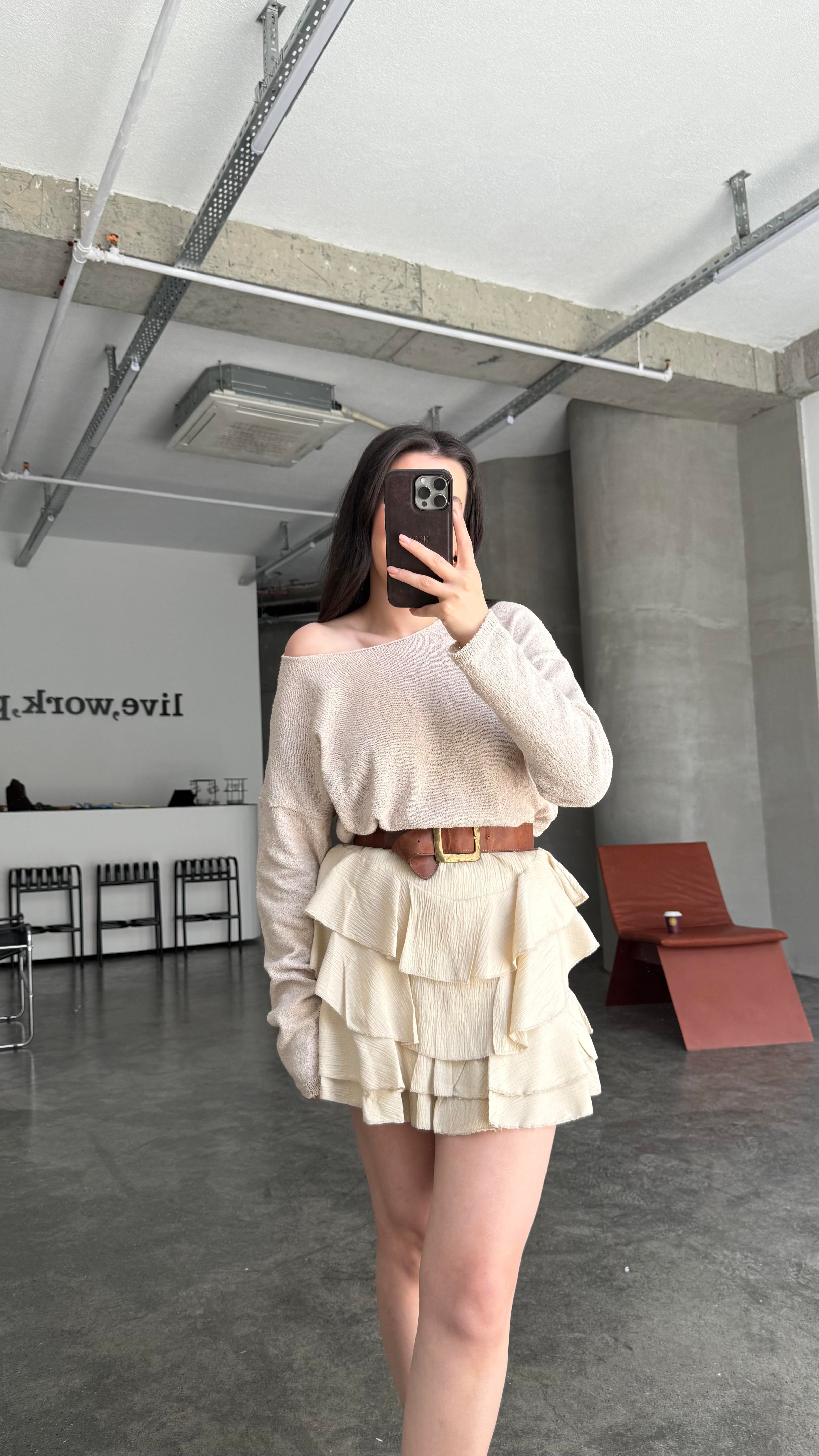 Bej Mevsimik Merserize Triko 