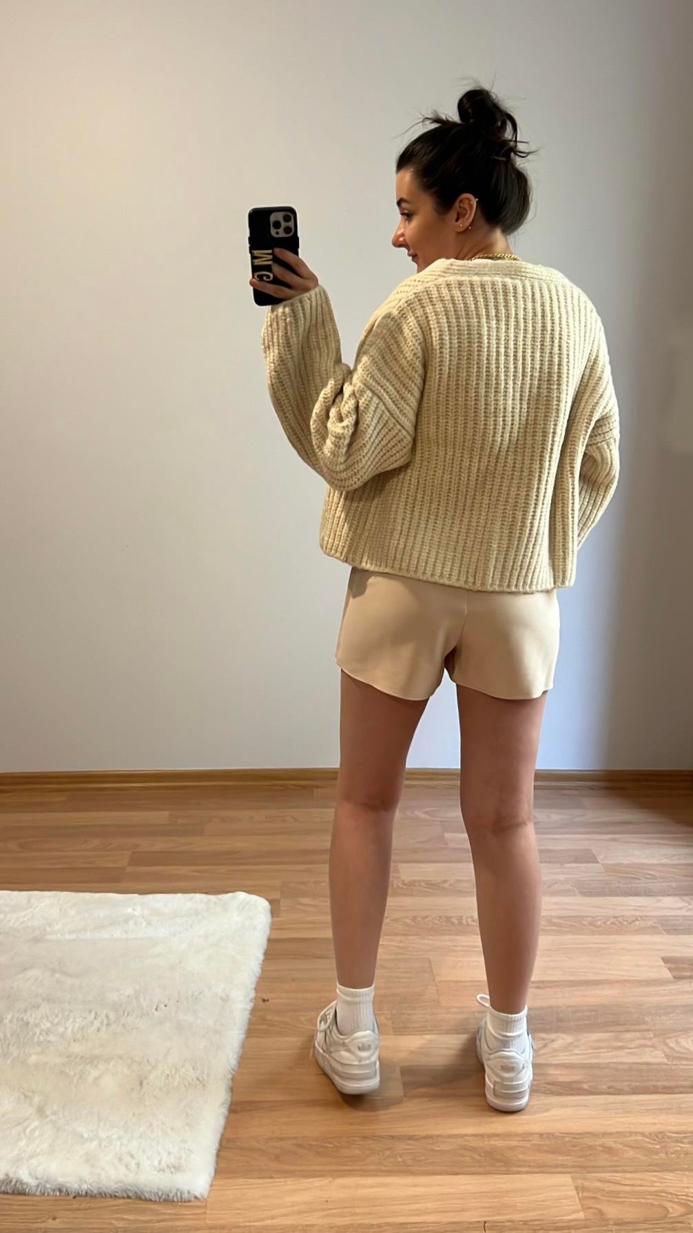 BEJ PİLELİ ŞORT ETEK