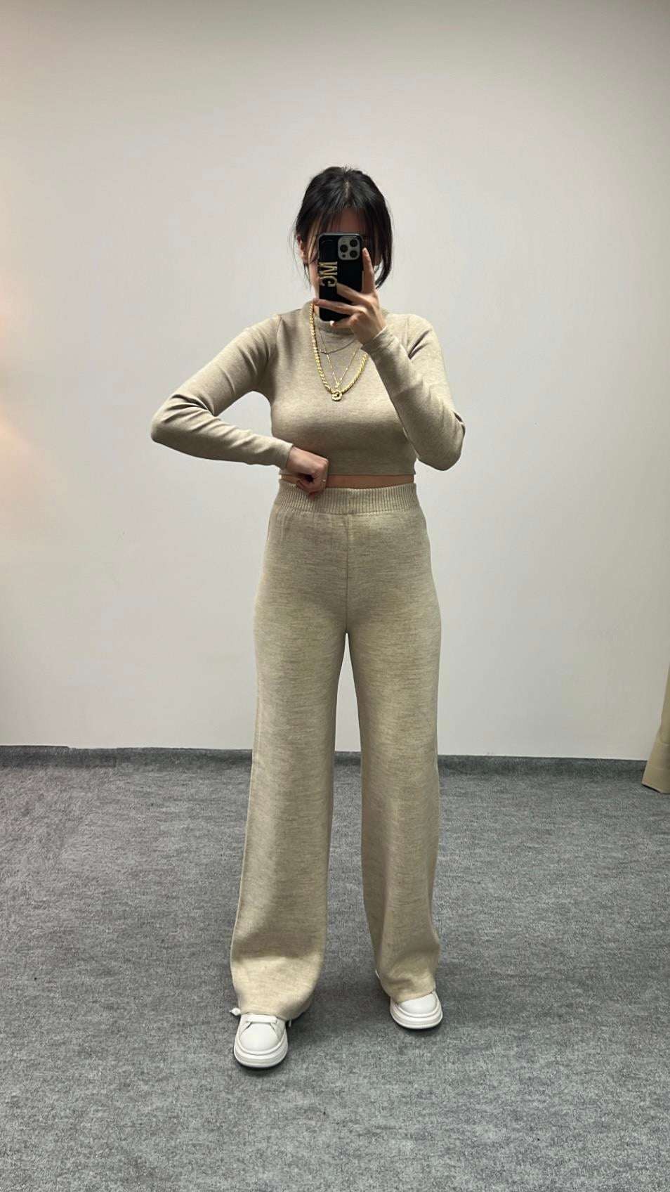 BEJ SIK ÖRME TRİKO PANTOLON