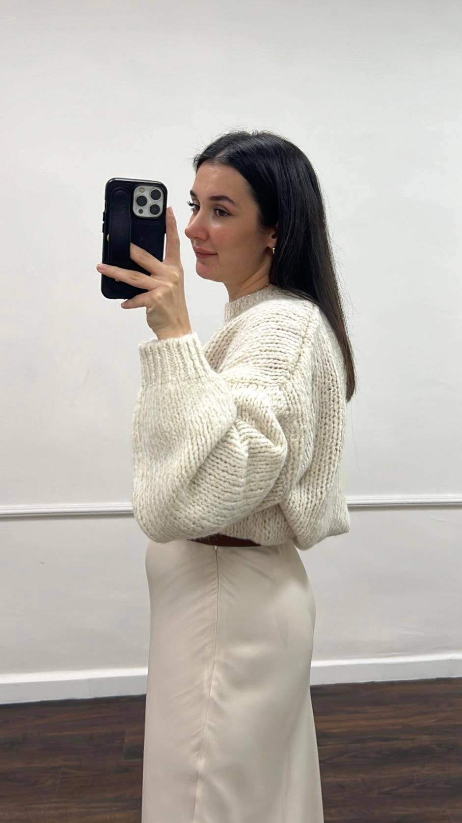 Bej Triko Örme Kazak