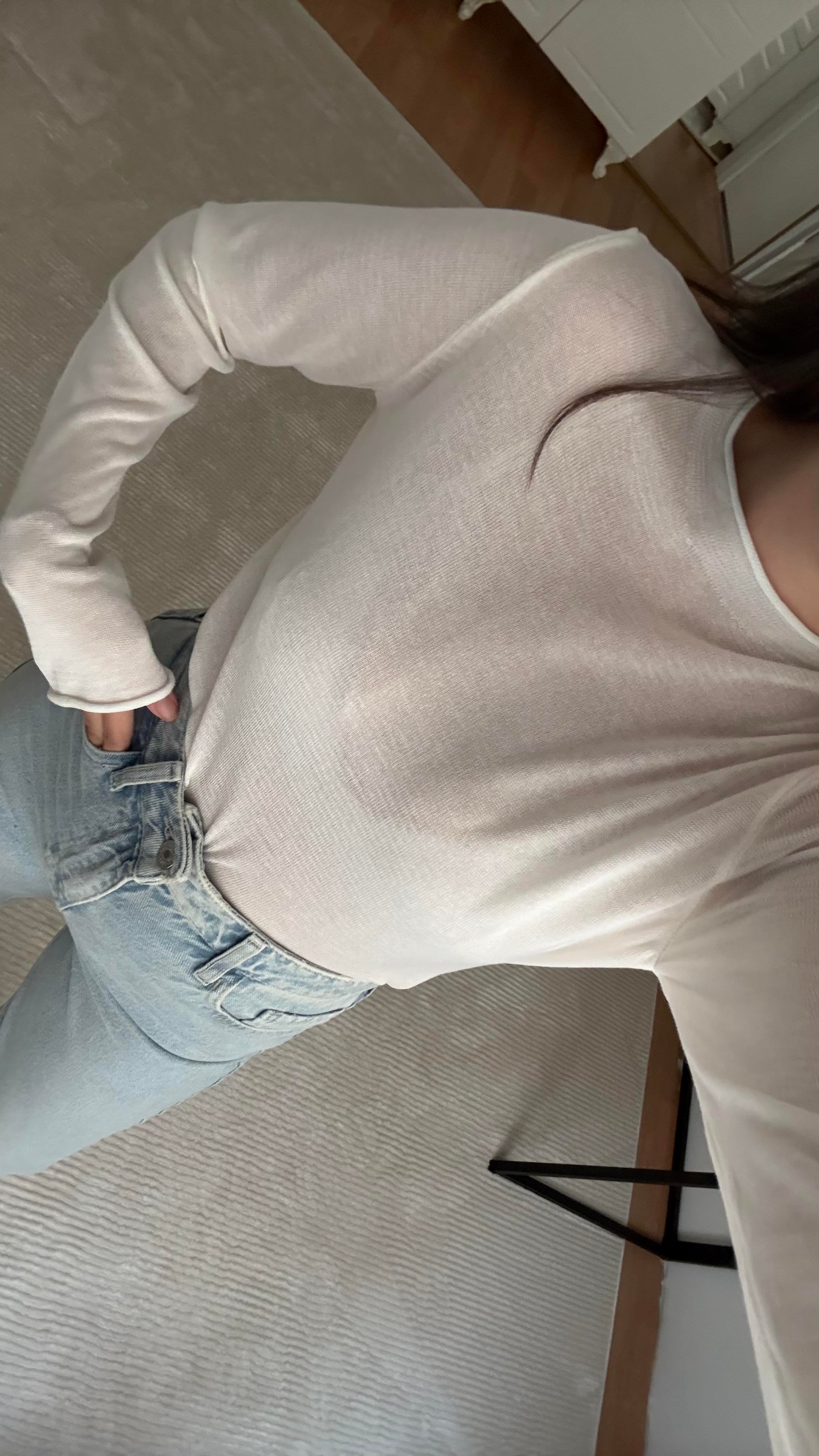 Beyaz Transpatan Triko Örme Bluz