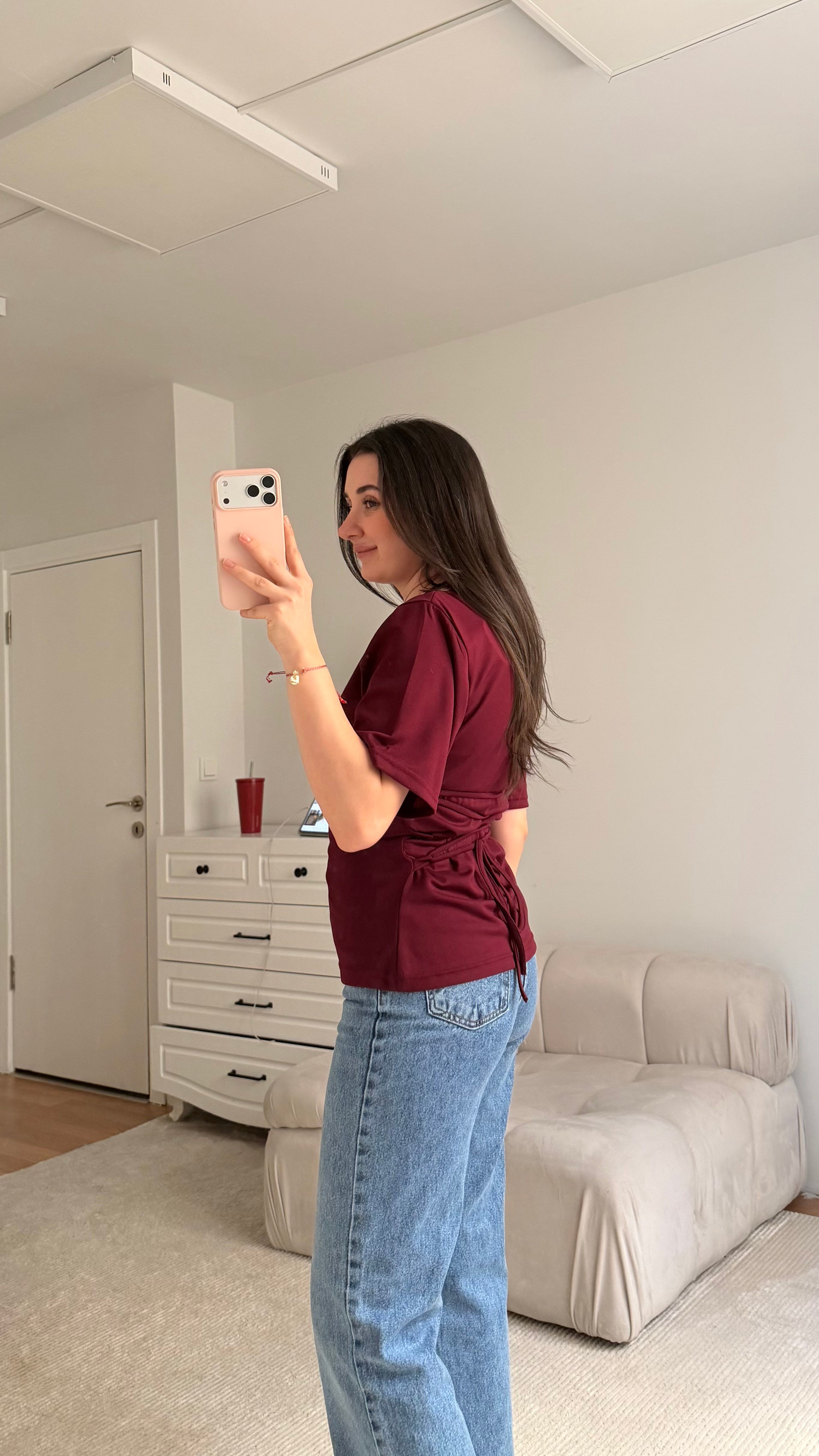 BORDO BASİC BİSİKLET YAKA SIRT BAĞLAMALI BLUZ