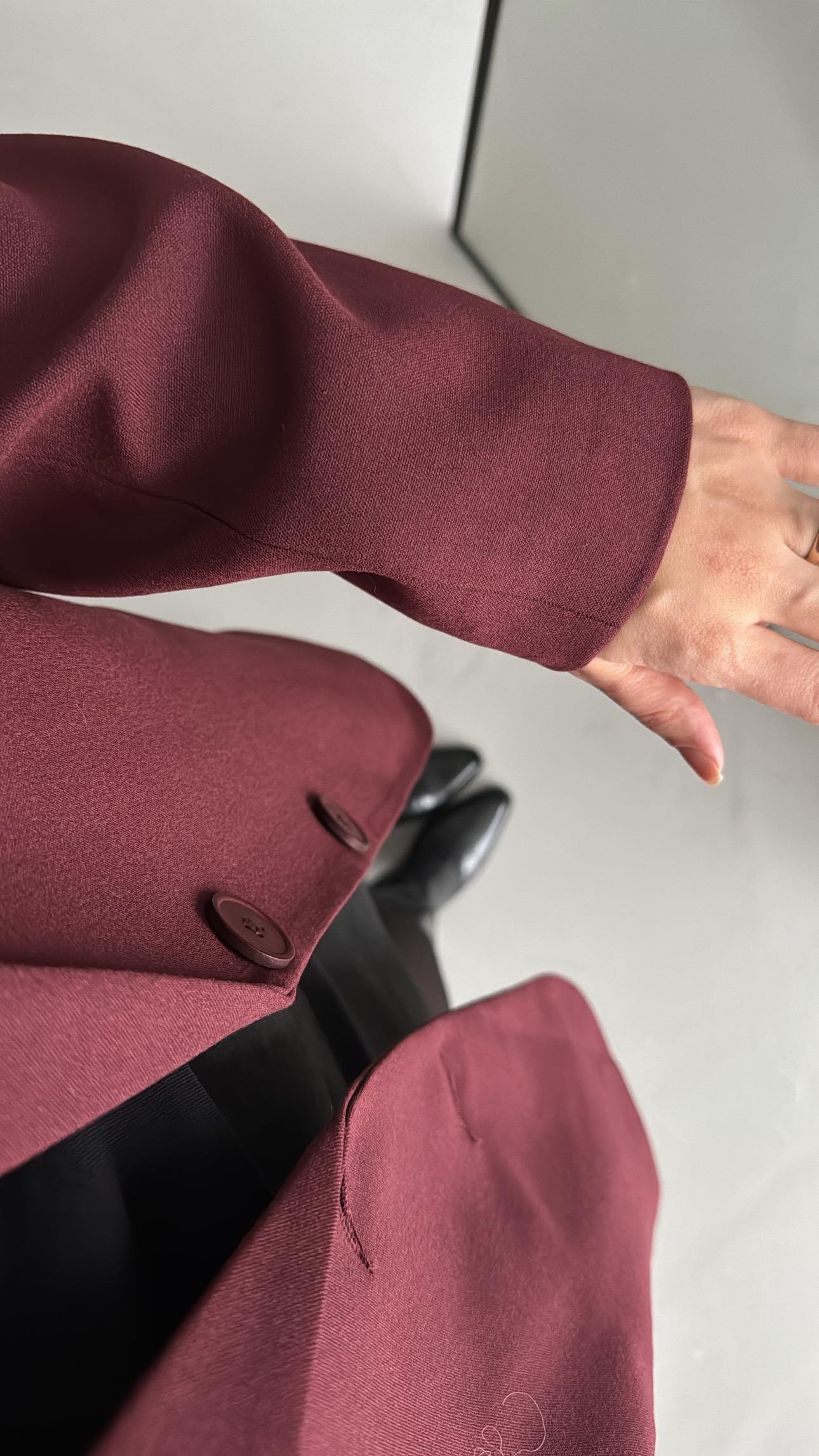Bordo Oversıze Blazer Ceket