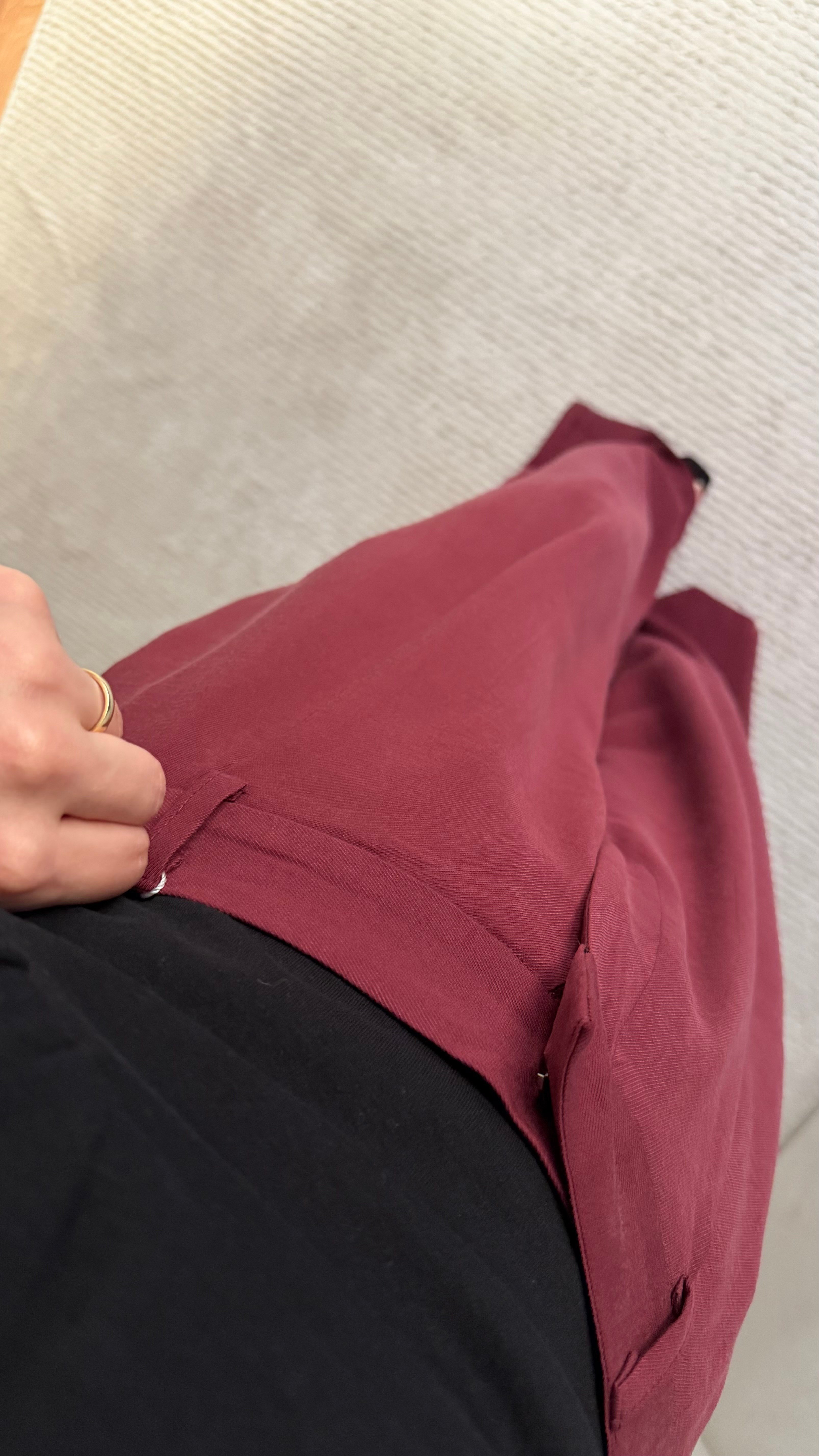 Bordo Özel Dokuma Yüksek Bel Palazzo Pantolon